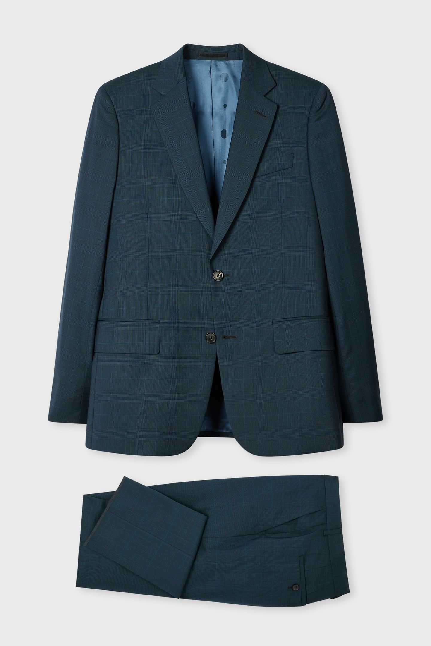 MENS TAILORED FIT 2 BUTTON SUIT PETROL GREEN 1
