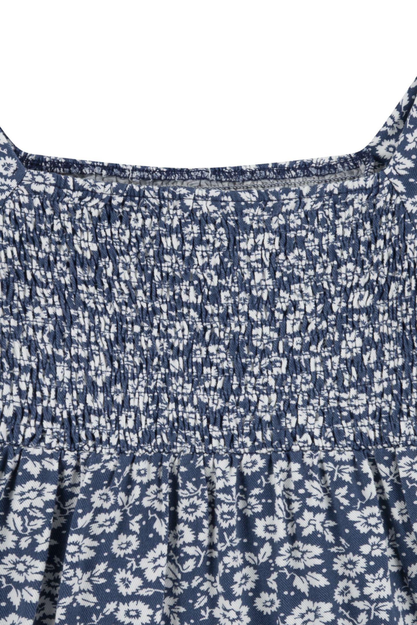 GIRLS LONG SLEEVE SMOCKED TOP DRESS VINTAGE INDIGO 4