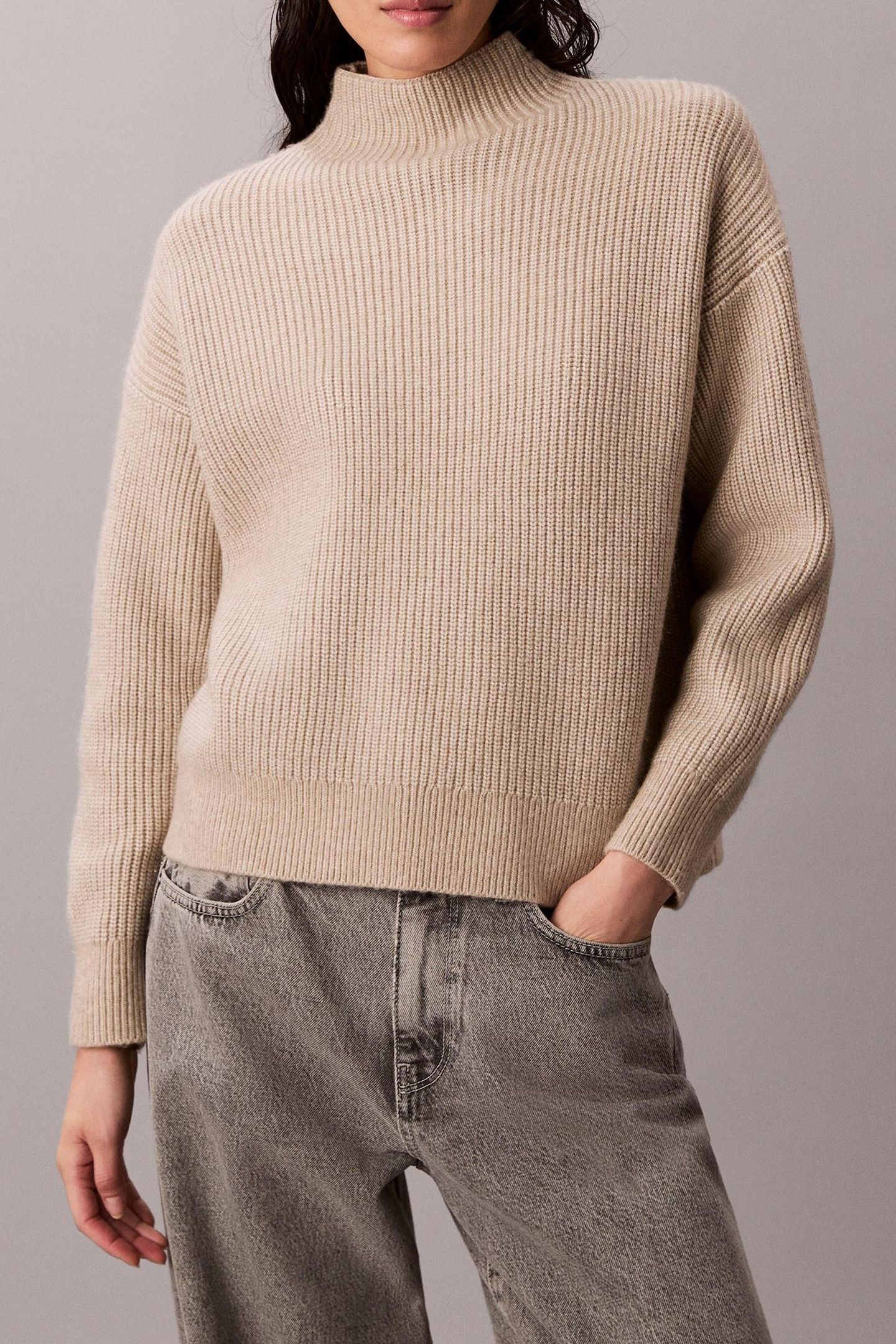 WOOLEN STITCH T-NECK ISLAND FOSSIL 1