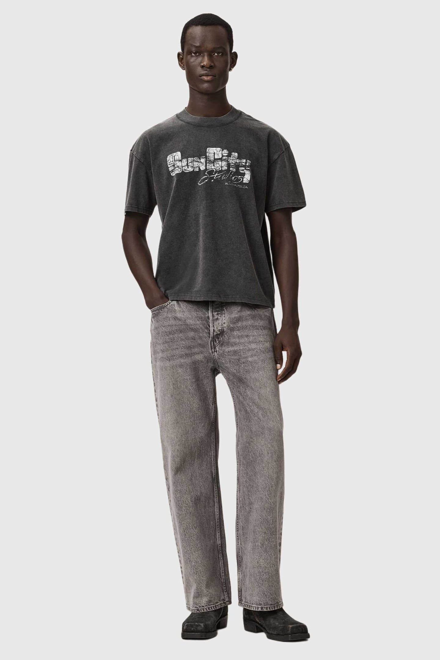 SUN CITY SS CREW WASHED BLACK 1
