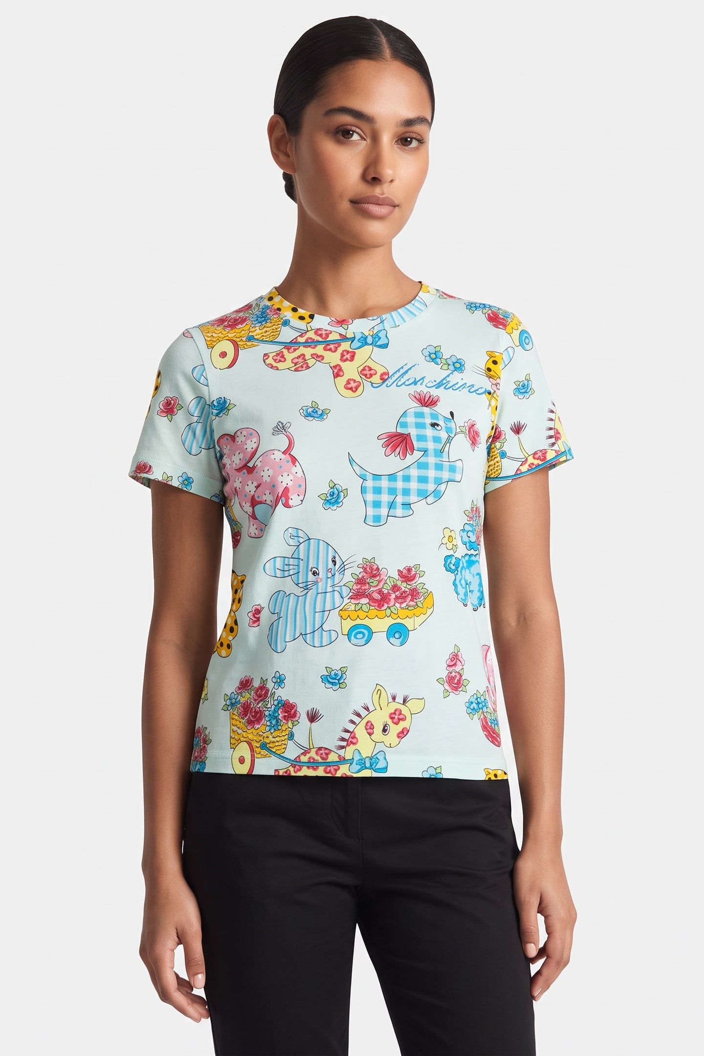 T-SHIRT IN JERSEY CALICO ANIMALS BLUE 1