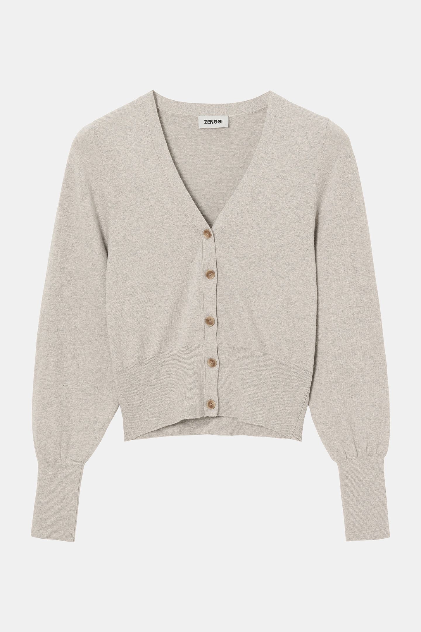 COTTON CASHMERE V-NECK CARDI LIGHT GREY MELANGE 6