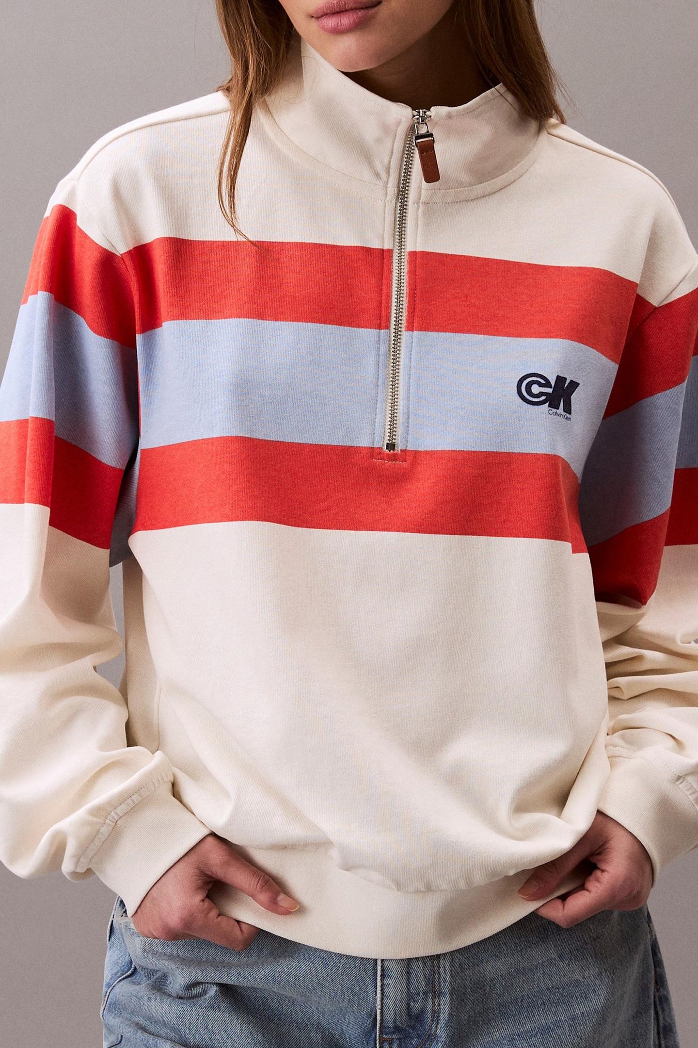 RUGBY JERSEY 1/4 ZIP TOFU COMBO STRIPE 4