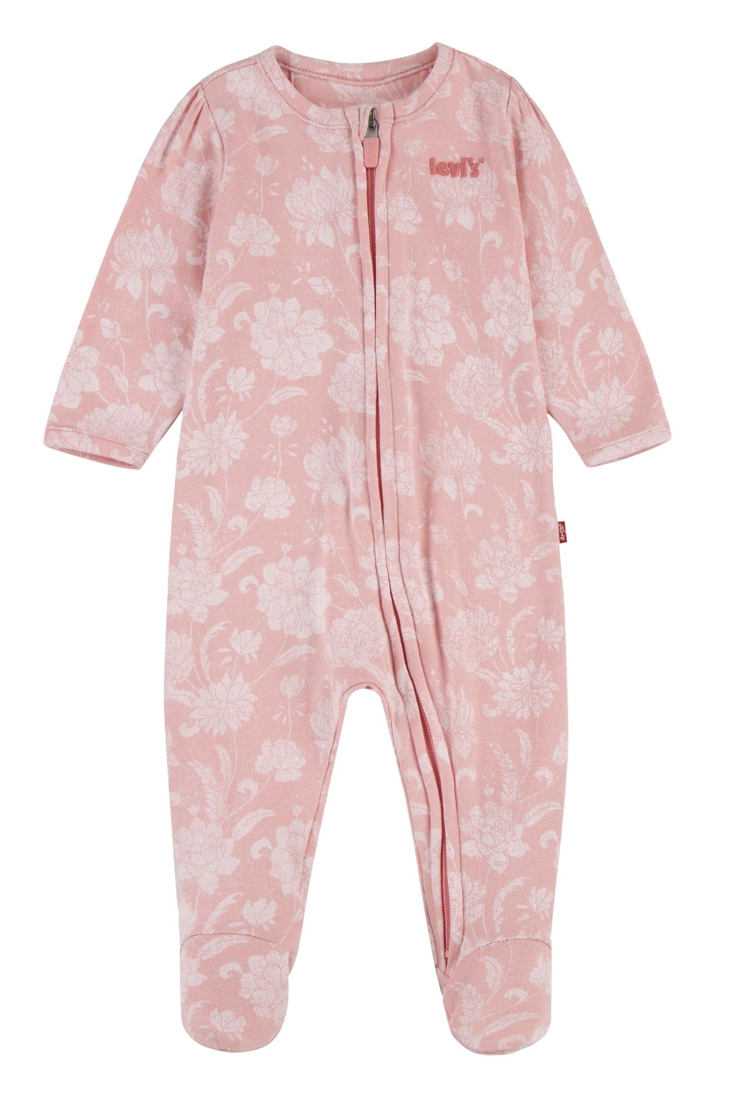 GIRLS FLORAL FOOTED COVERALL PINK ICING 1