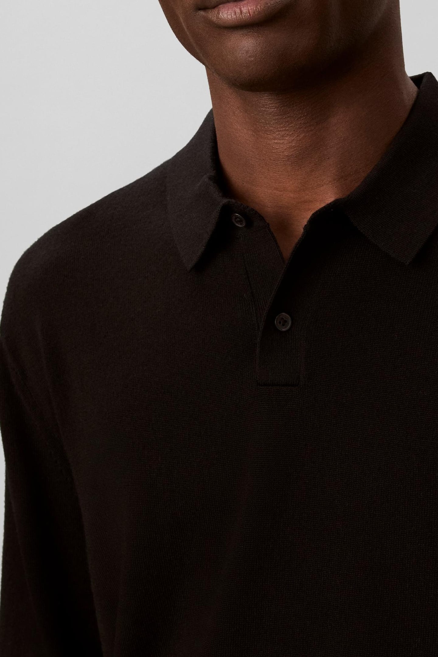 LS 100% MERINO POLO BLACK 6
