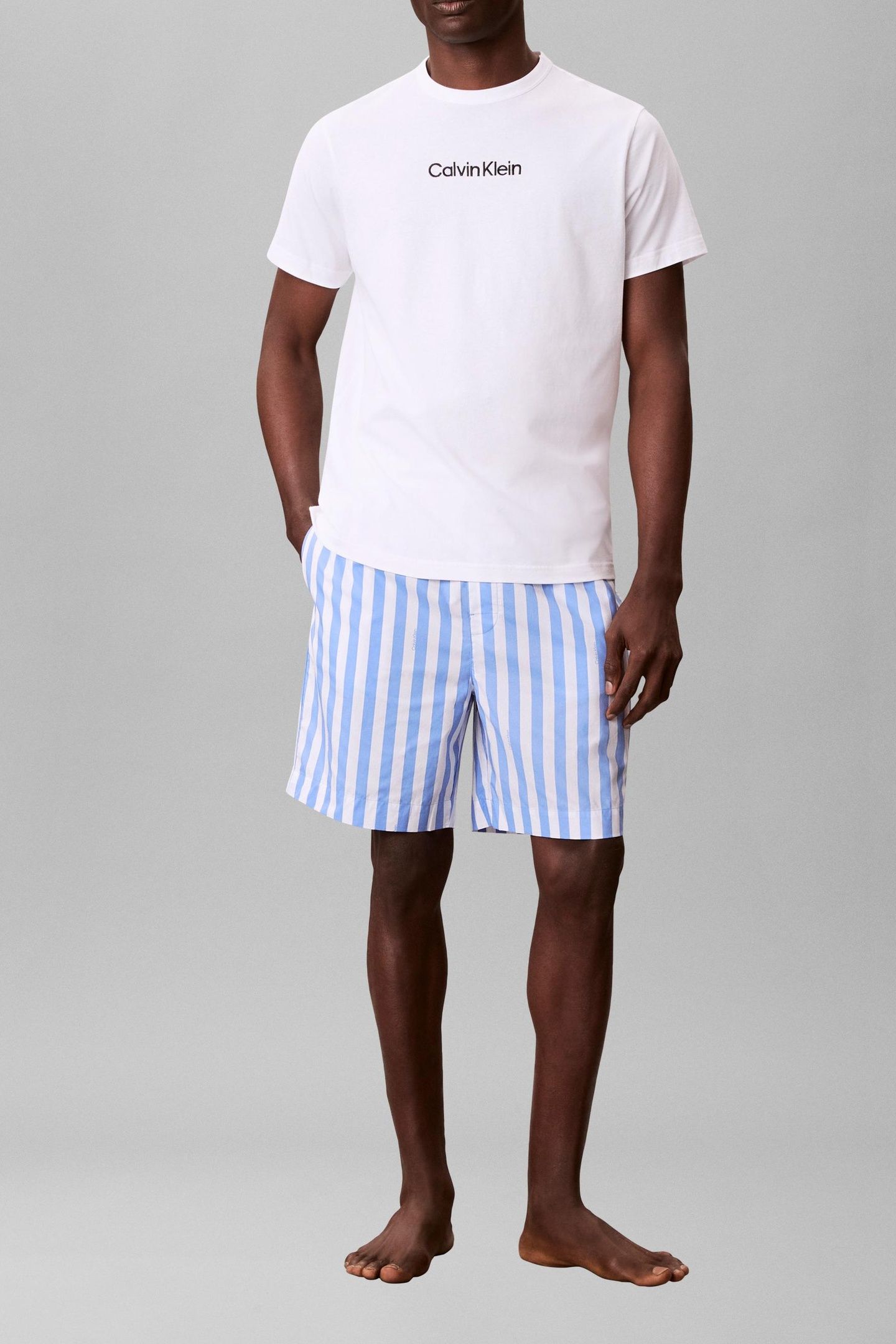 SS POPLIN SHORT SET CLASSIC WHITE TOP/AURORA STRIPE 3