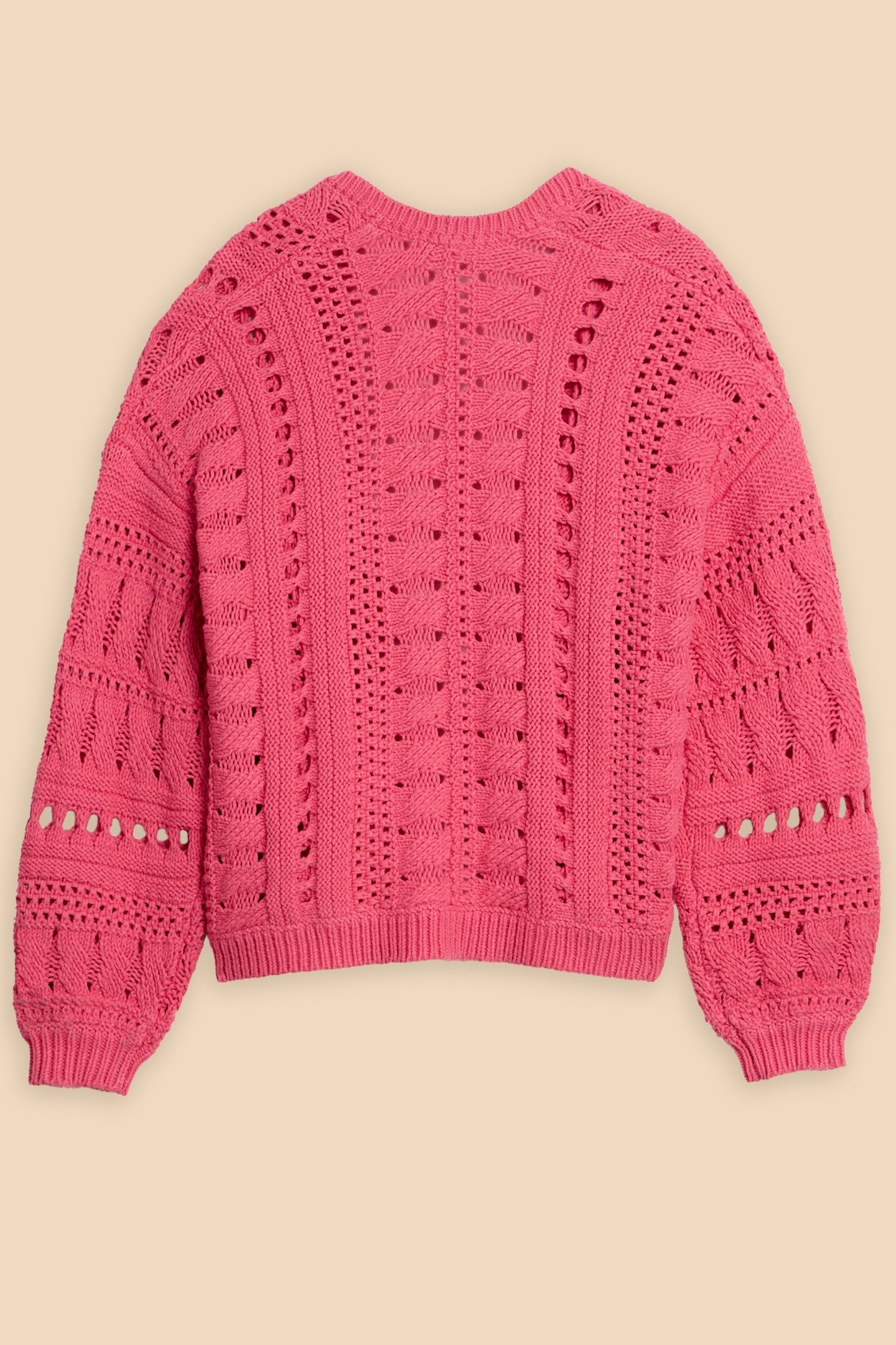 CASEY CROCHET CARDI BRIGHT PINK 5