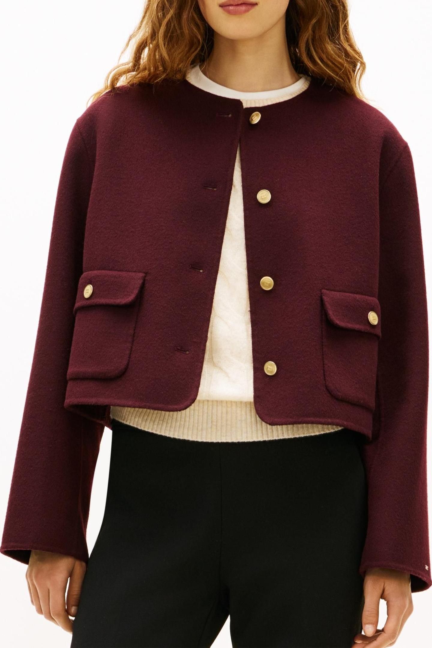 DF WOOL BLEND REG JACKET DEEP BURGUNDY 1