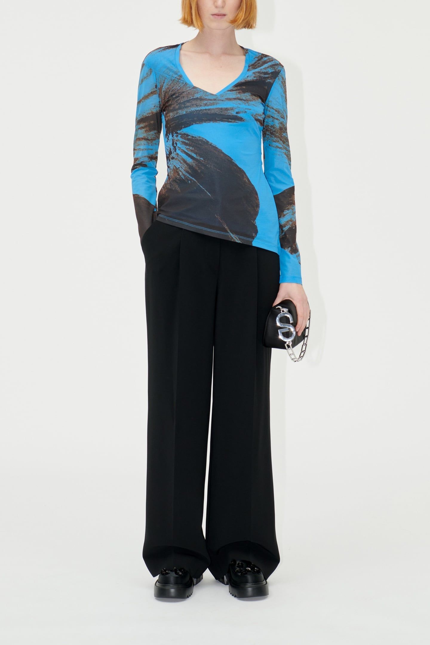 FLORIAN TOP JERSEY LONG SLEEVE BROWN BRUSH STROKE POPPY 1