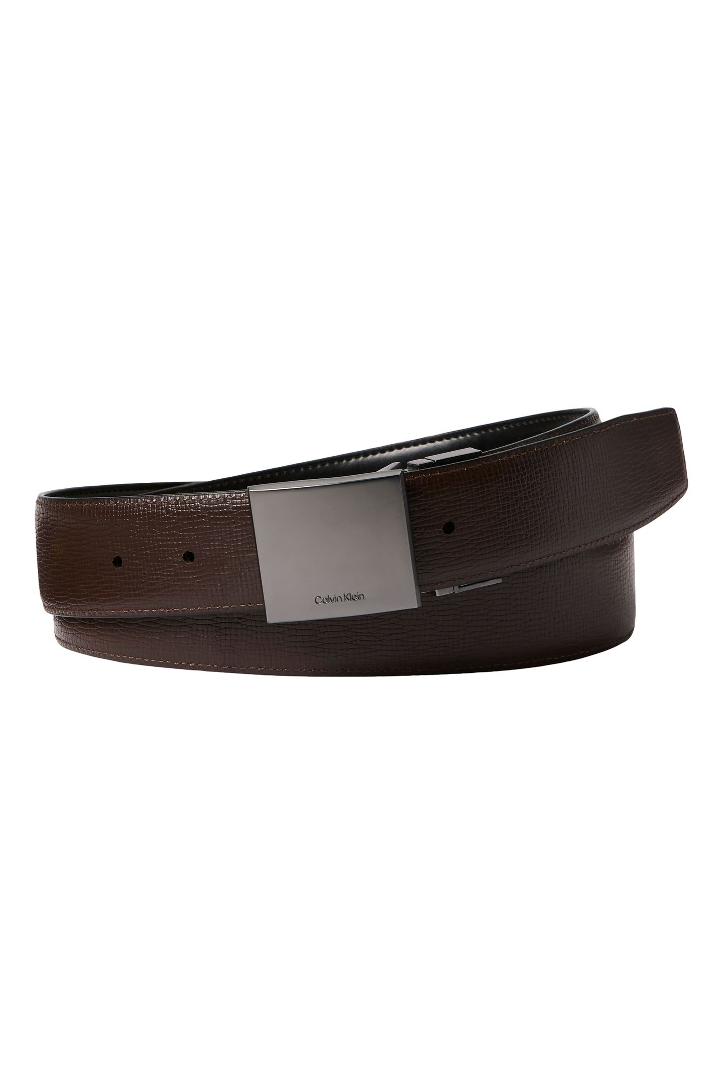 DRESS PLAQUE SMOOTH BELT BLACK/DARK BROWN/MATTE GUNME 1
