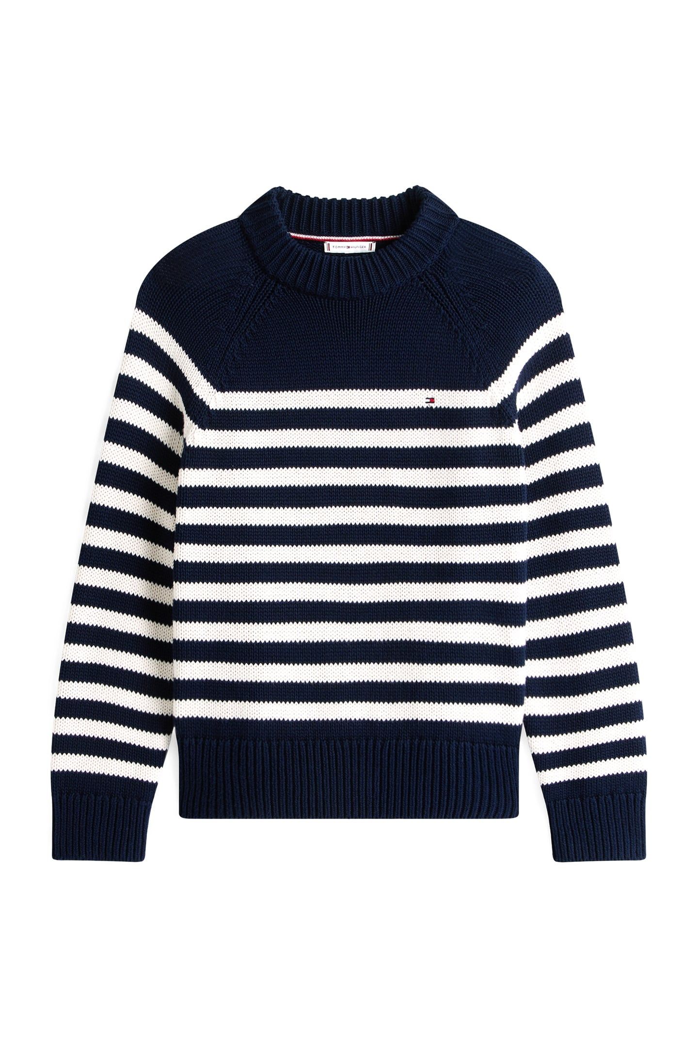 COTTON BLEND MOCK-NECK BLUE/WHITE ENG STRIPE 4