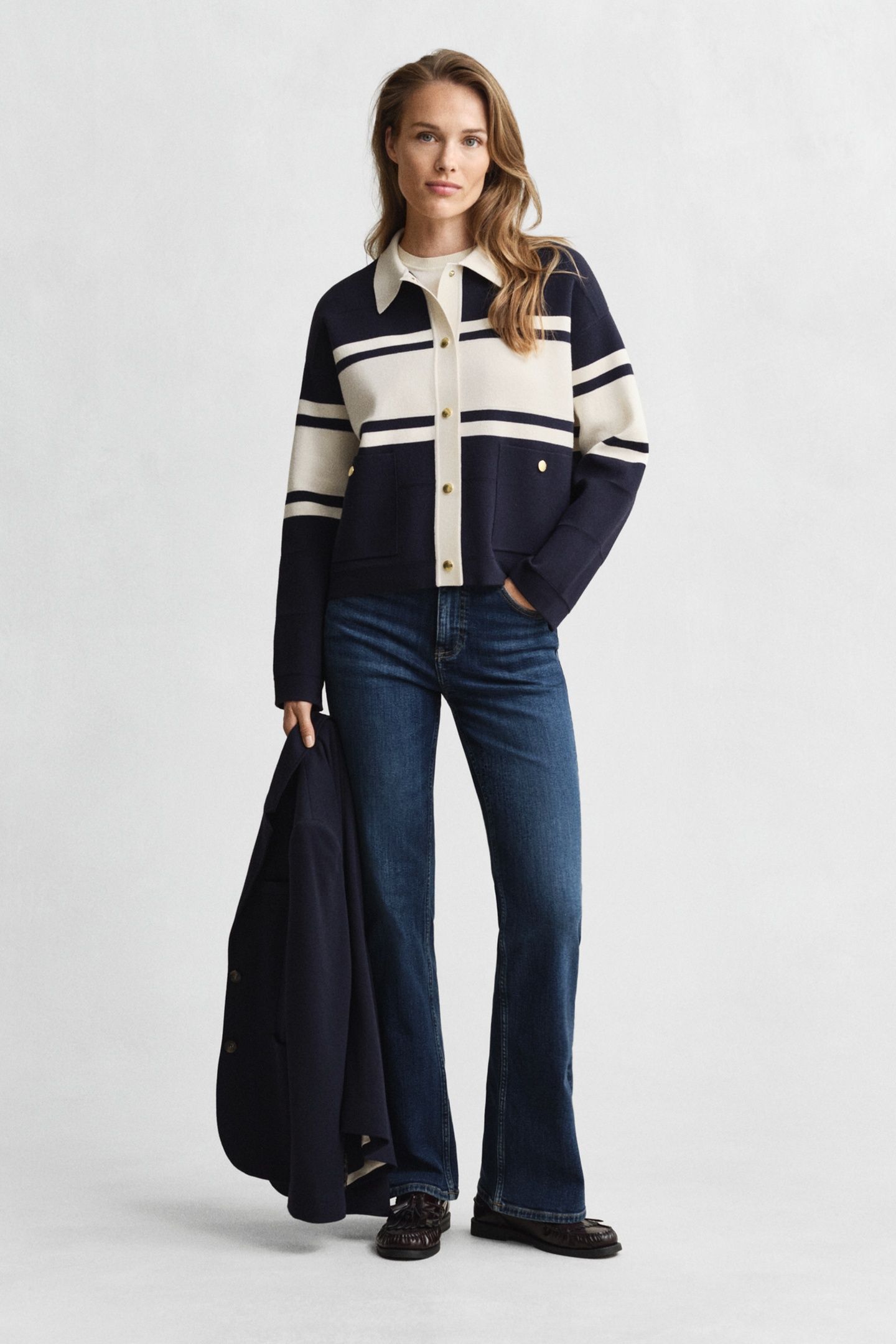 COLOR BLOCKED CARDIGAN EVENING BLUE 1