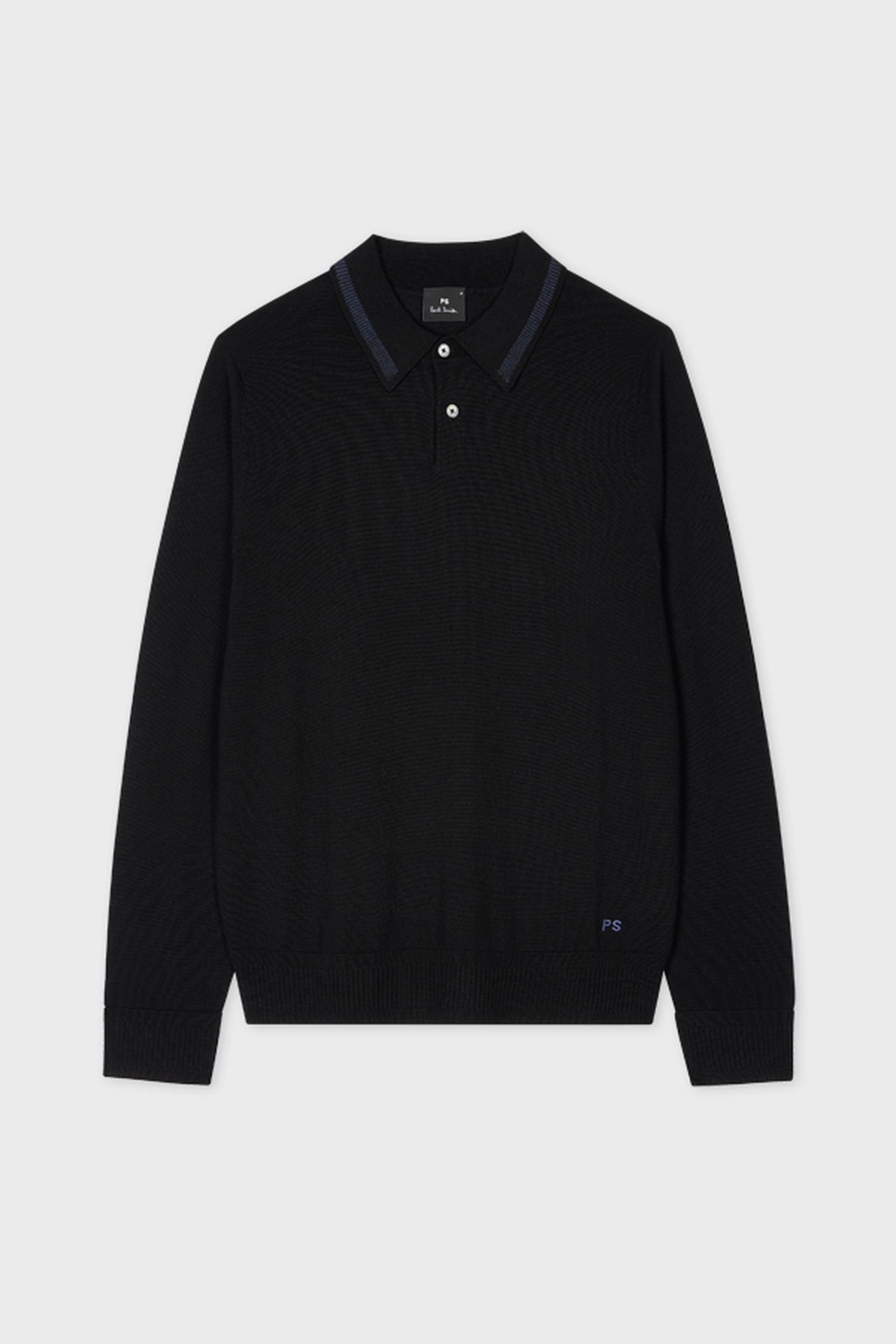 MENS SWEATER LS POLO BLACK 2