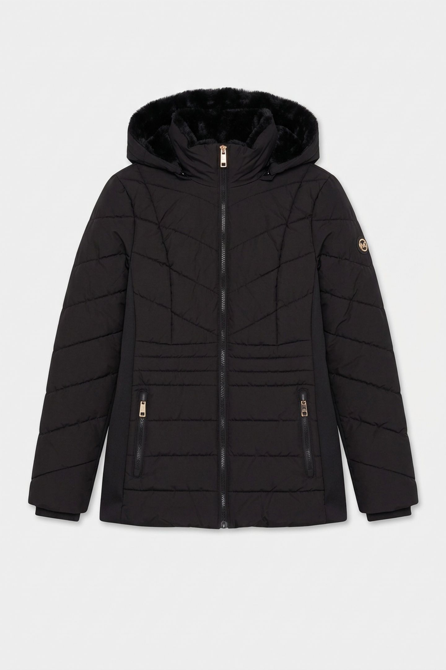ZIP FAUX FUR COLLAR&HOOD BLACK 3