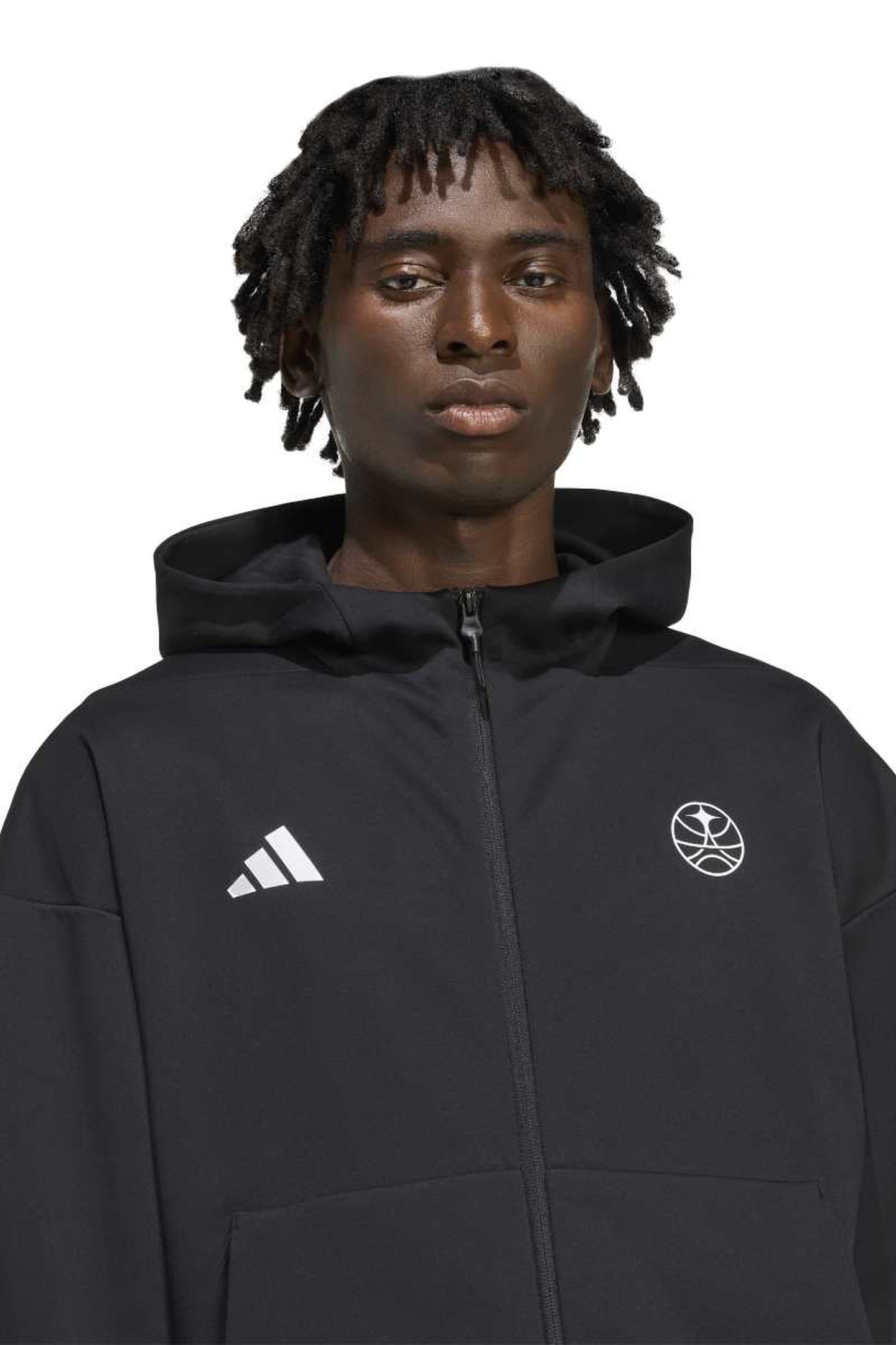 UNISEX FULL ZIP HOODED TRACK TOP BLACK 4