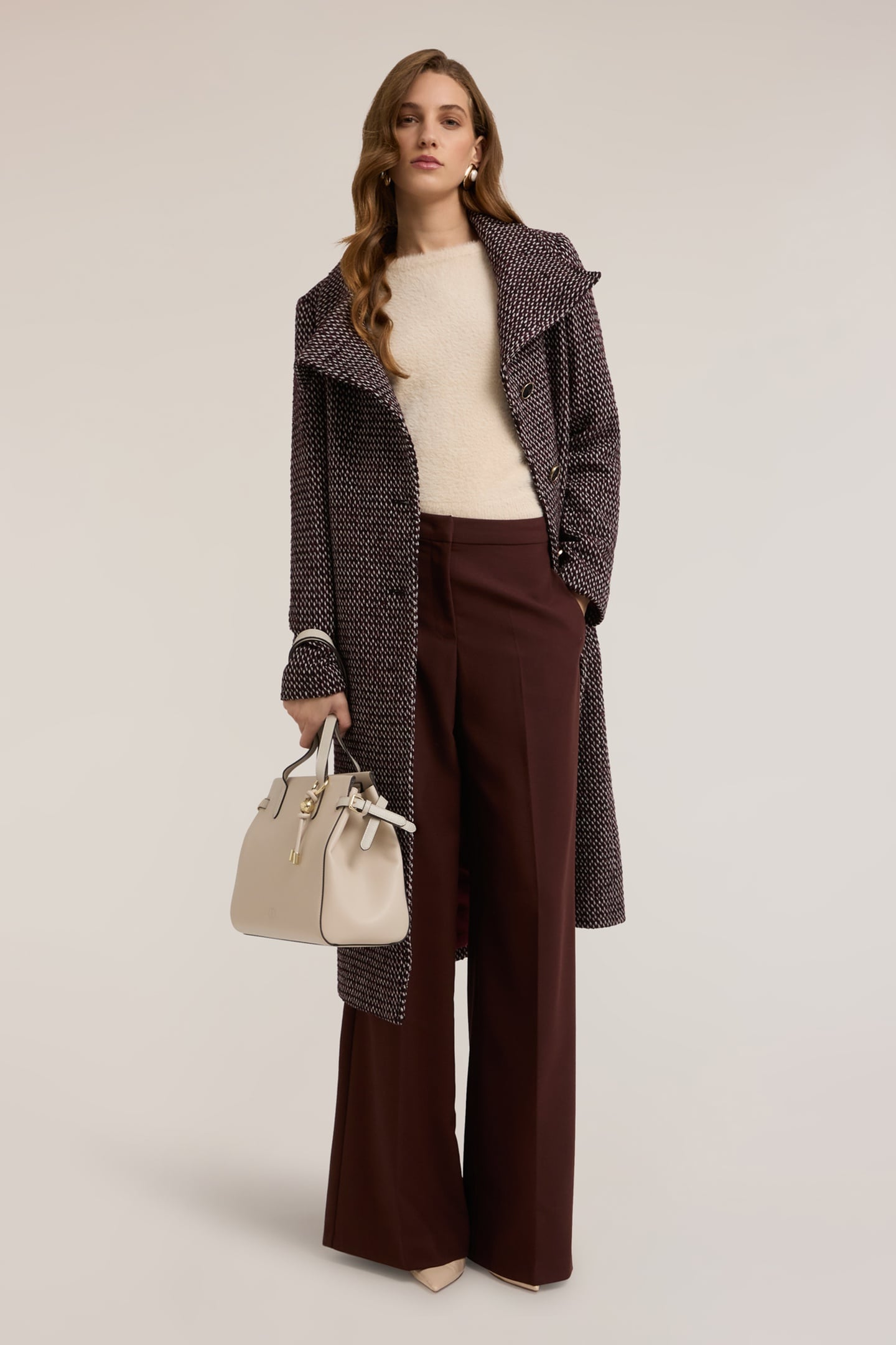 PALAZZO PANTS IN POLYVISCOSE BROWN 2