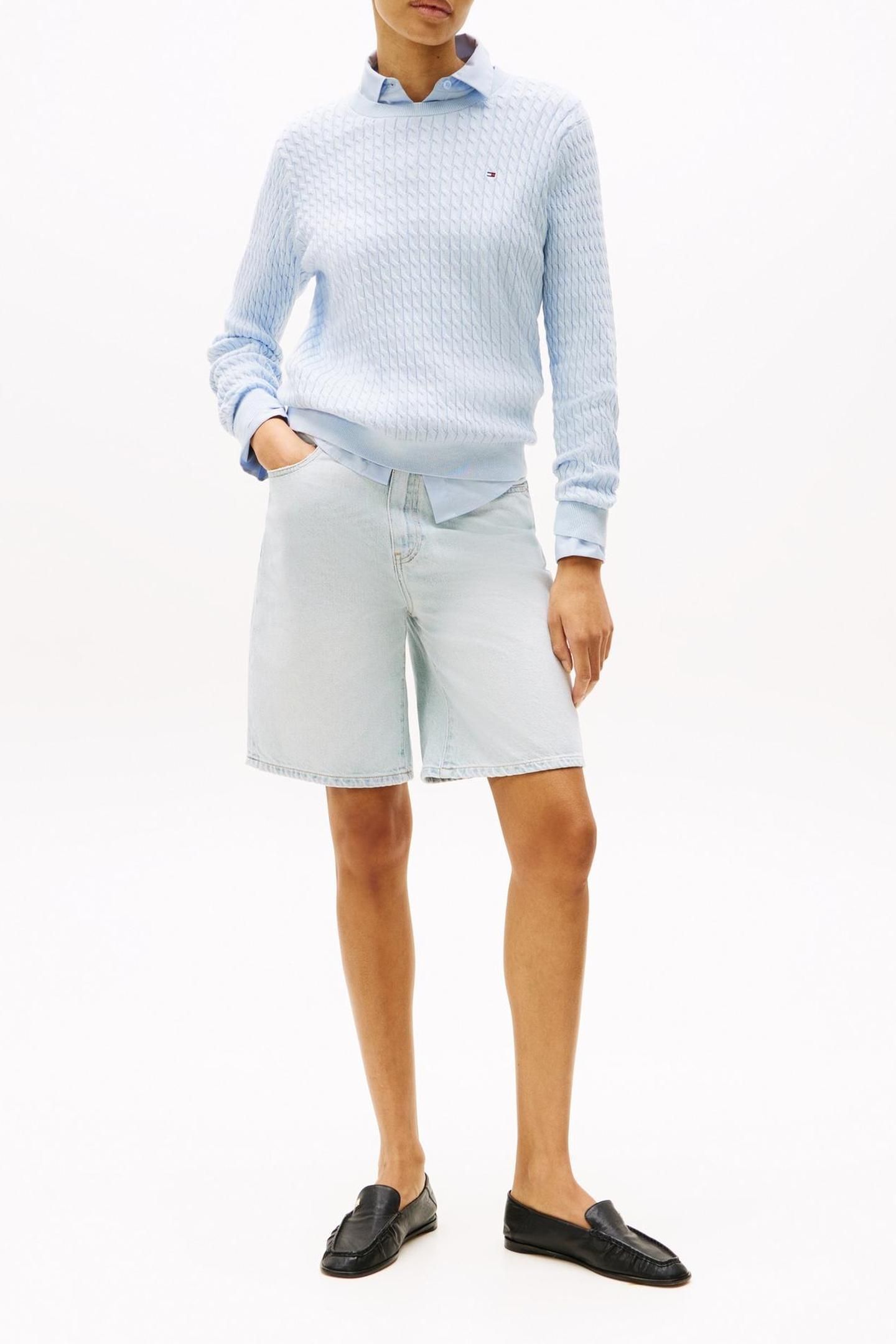 COTTON MINI CABLE SWEATER SKY BLUE 1