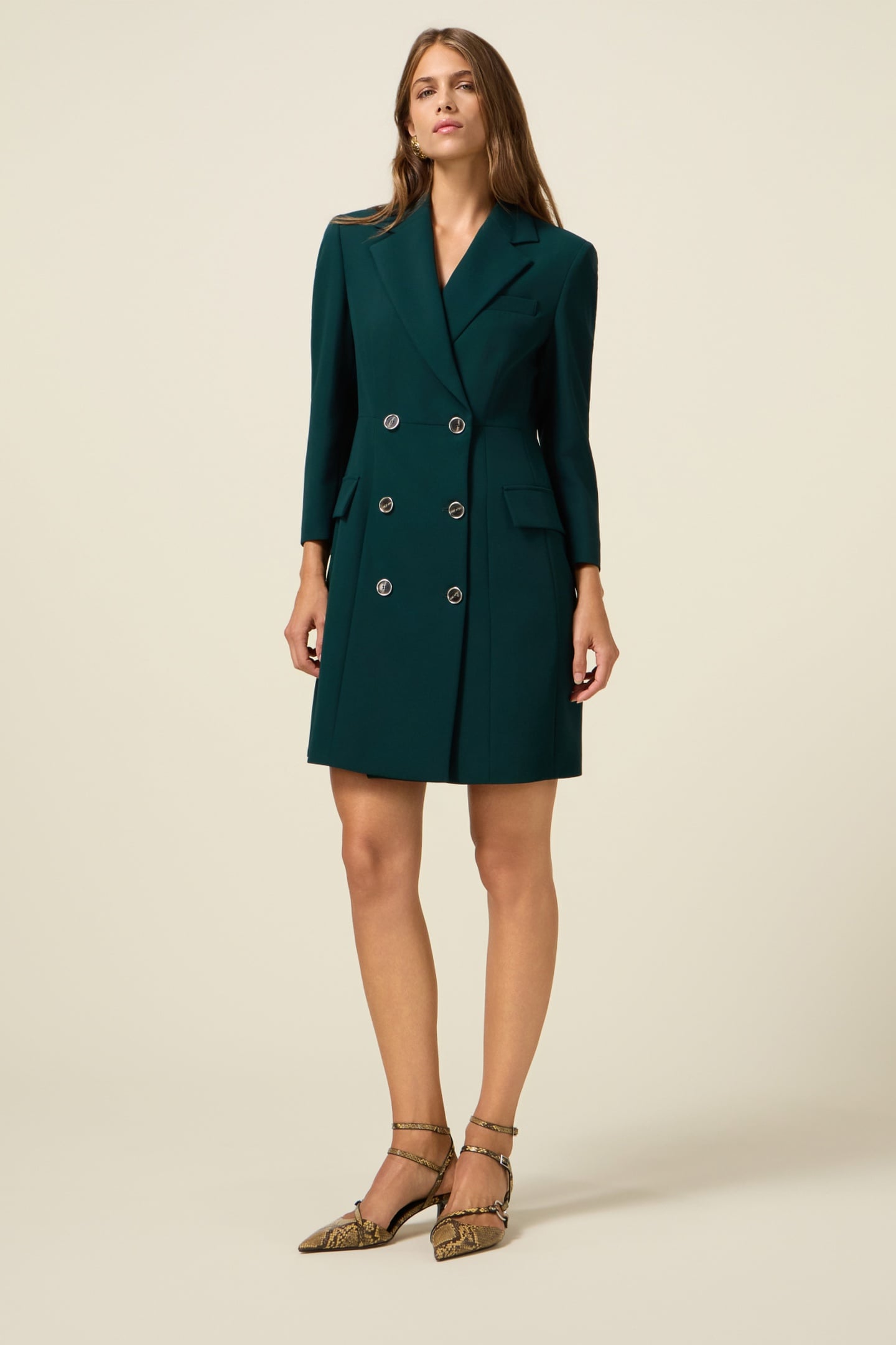 ROBE COAT IN CREPE FABRIC GREEN 2
