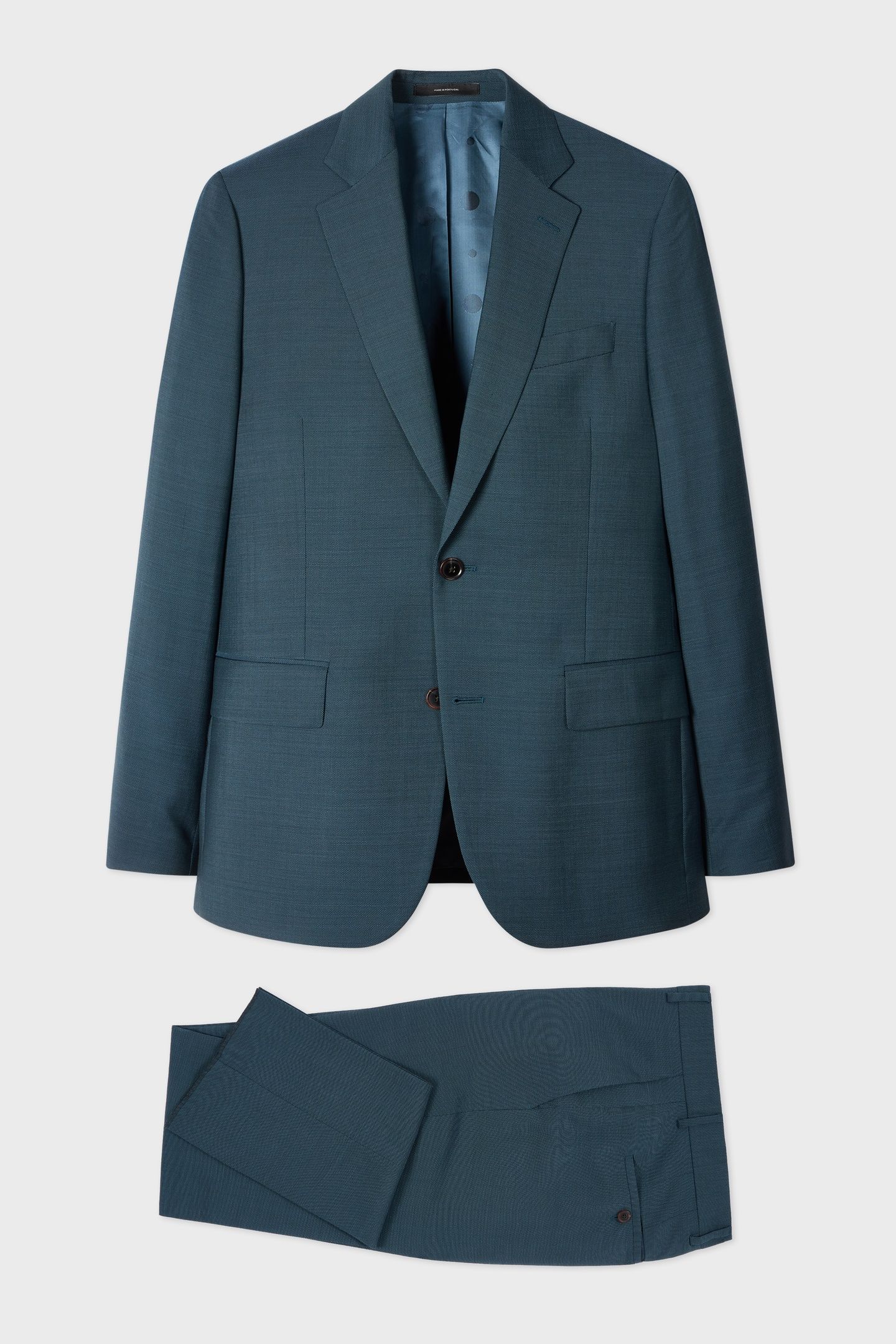 MENS TAILORED FIT 2 BUTTON SUIT PETROL GREEN 1