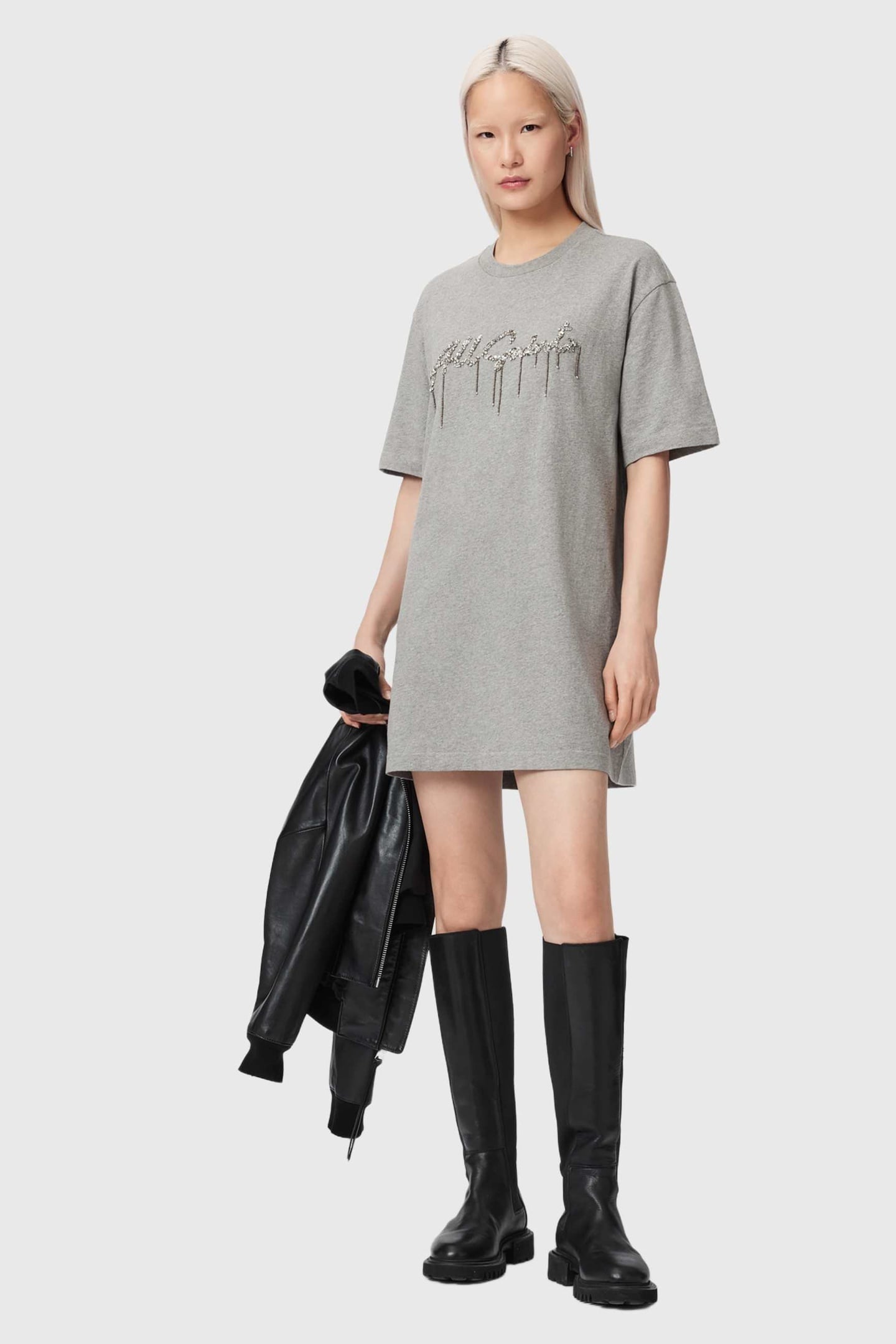 CHAINS TEE DRESS GREY MELANGE 5