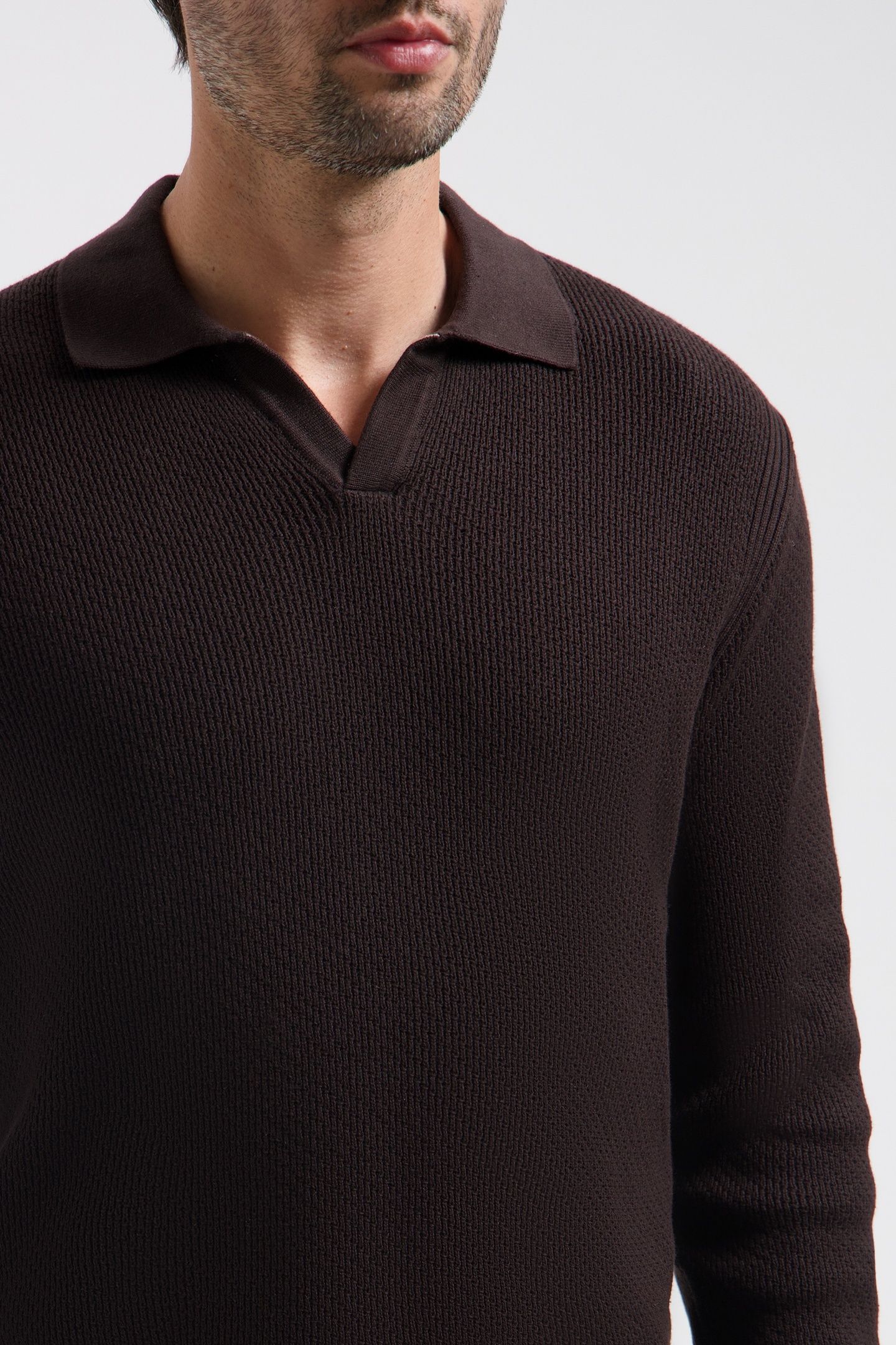 DS_KOSTAS LONGSLEEVE POLO DK. BROWN 4