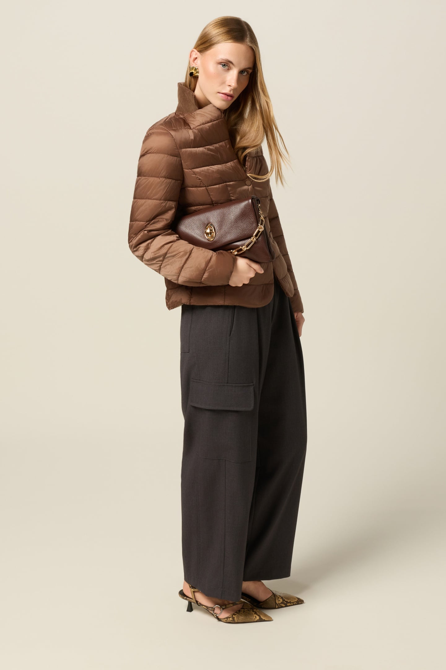 LIGHTWEIGHT QUILTED DOWN JACKET BROWN 3