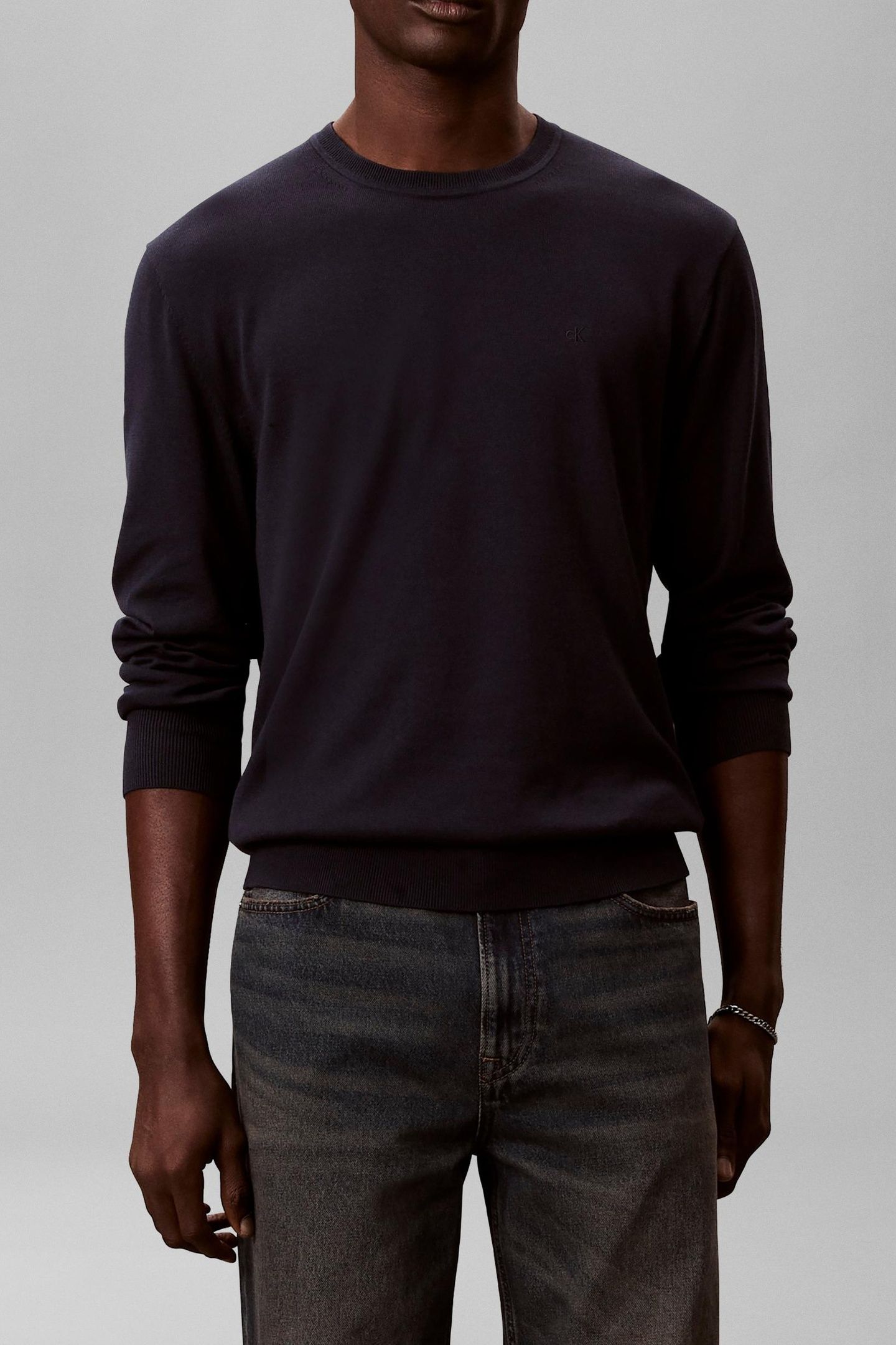 LS SUPIMA COTTON CREW DARK SAPPHIRE 1