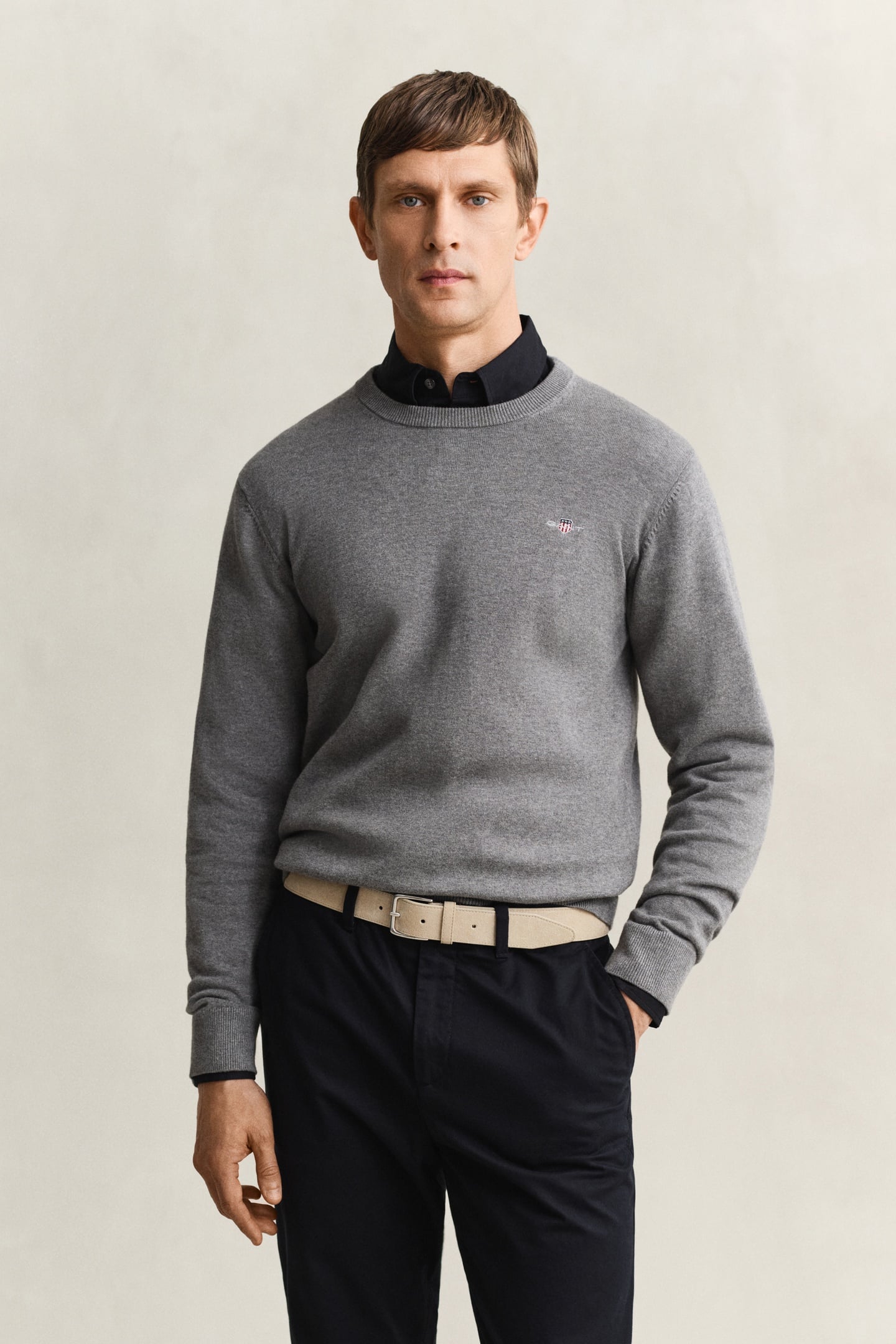 CLASSIC COTTON C-NECK DARK GREY MELANGE 1