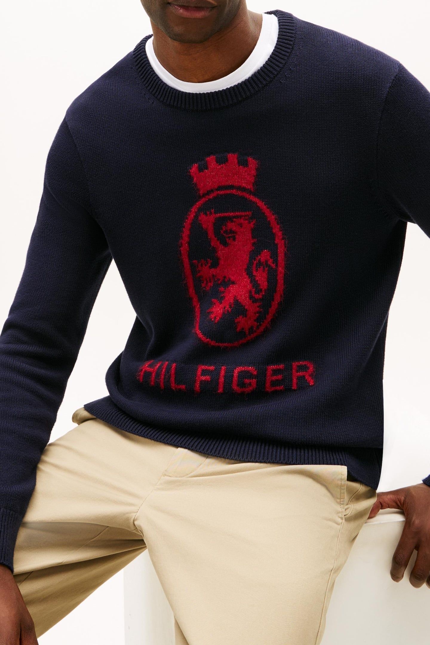GIFTING CREST CREW NECK DESERT SKY/REGATTA RED 5