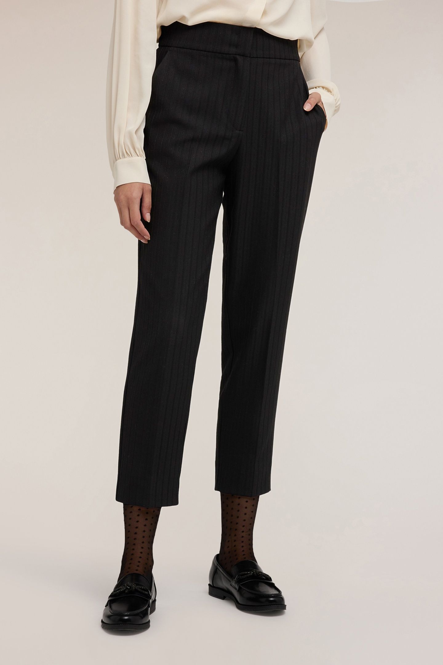 REGULAR PANTS IN YARN-DYED FABRIC BLACK 1