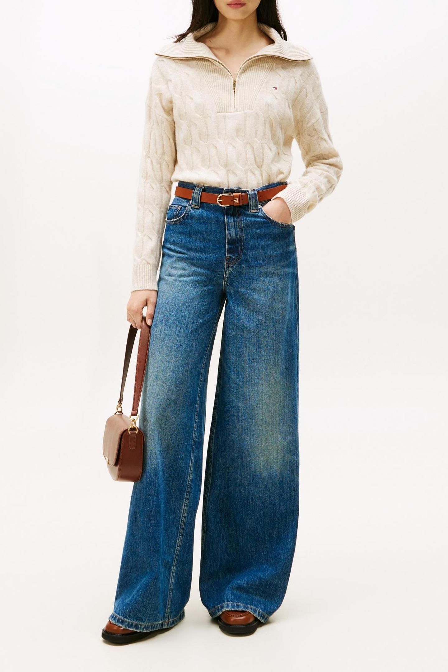 SOFT WOOL CABLE 1/2 ZIP HEATHER OATMILK 2