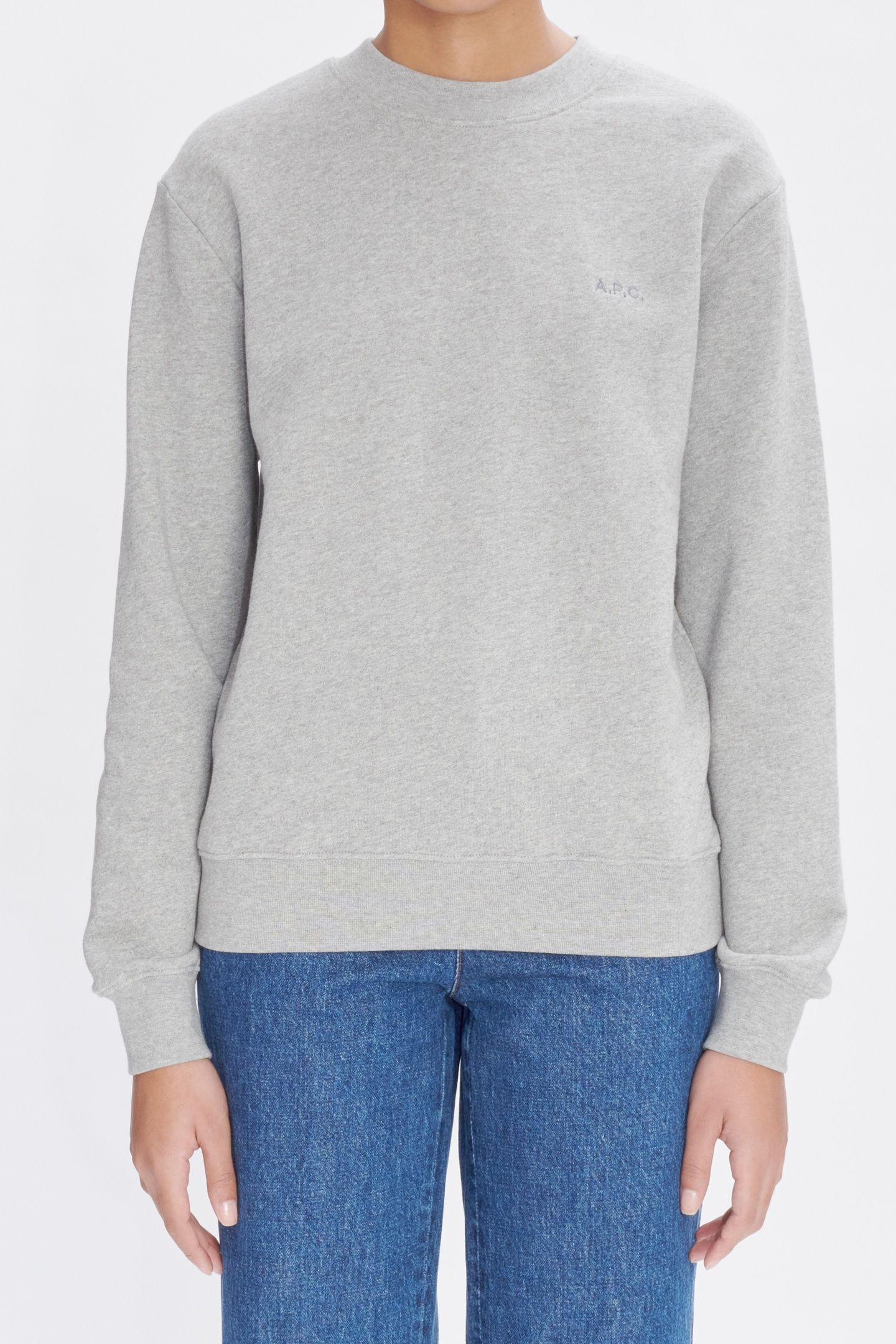 UNISEX SWEATSHIRT STANDARD EMBROIDERED HEATHERED GREY 1