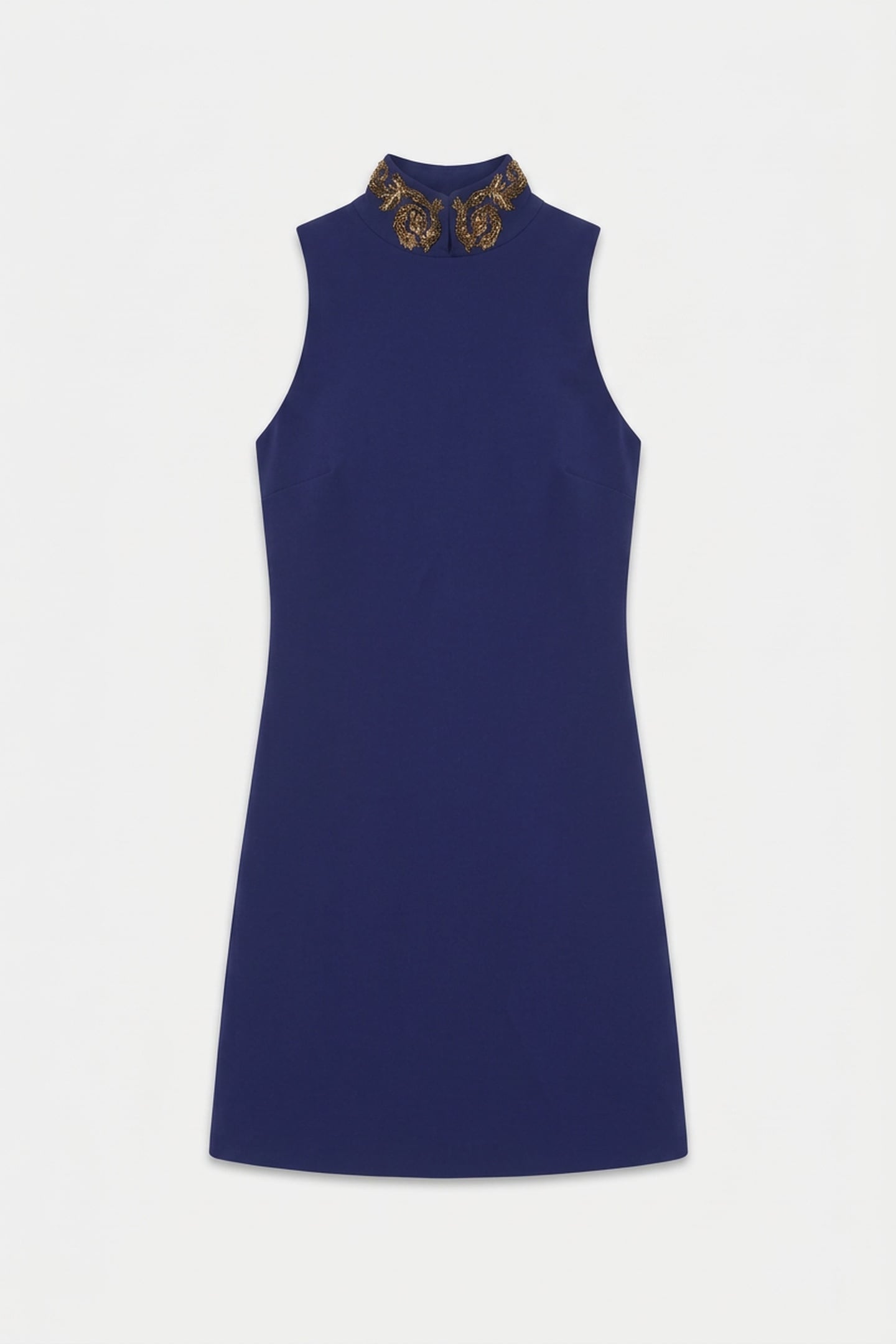 BAROQUE EMBROIDERY CREPE DRESS BLUE 3