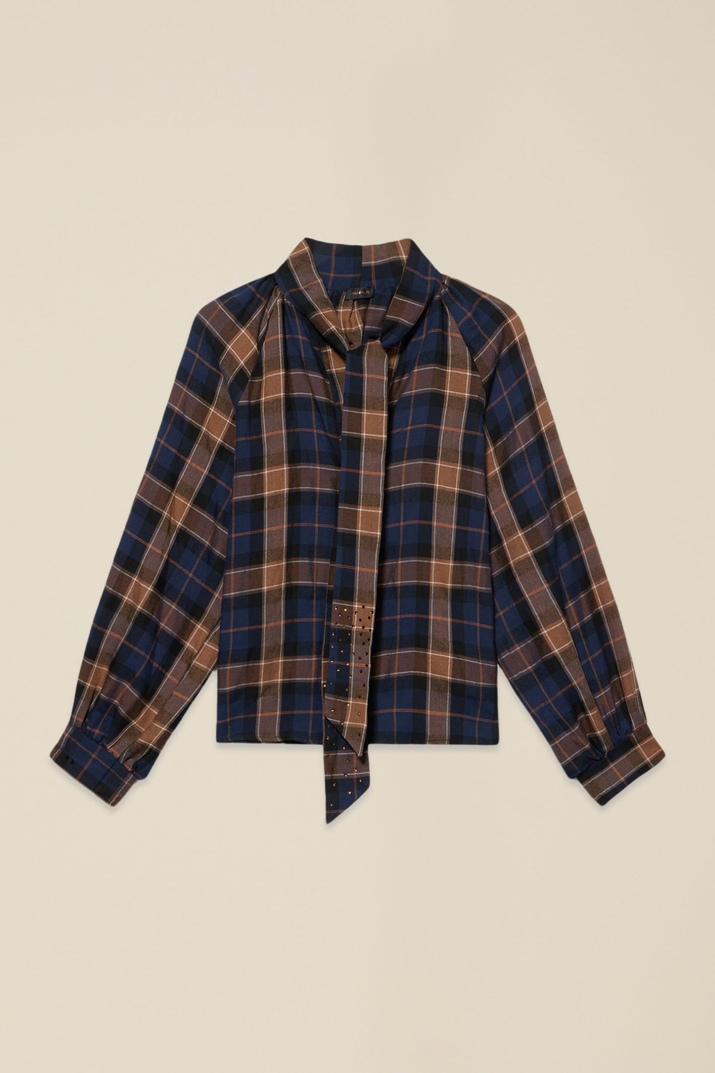 CHECK SHIRT WITH BOW BROWN 3