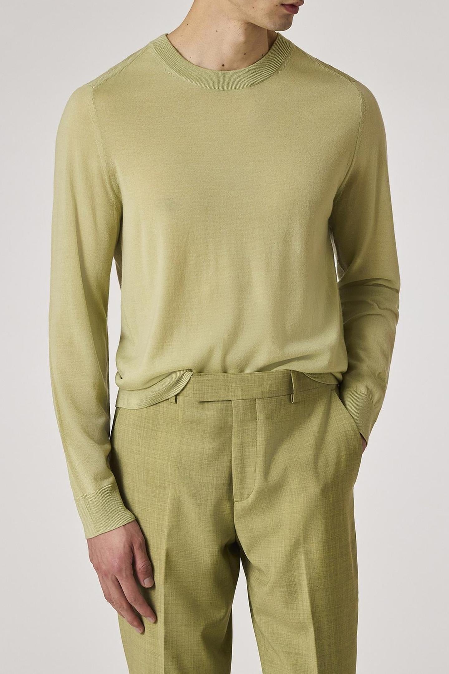 MENS SWEATER CREW NECK LIME GREEN 1