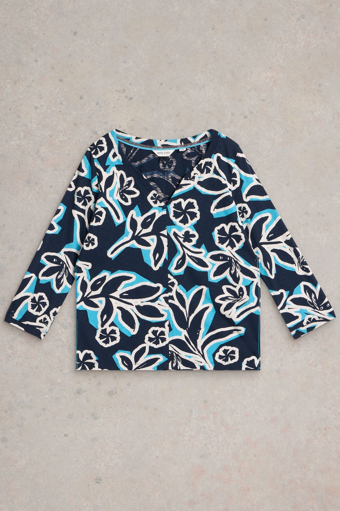 NELLY 3/4 SLV TEE NAVY PRINT 3