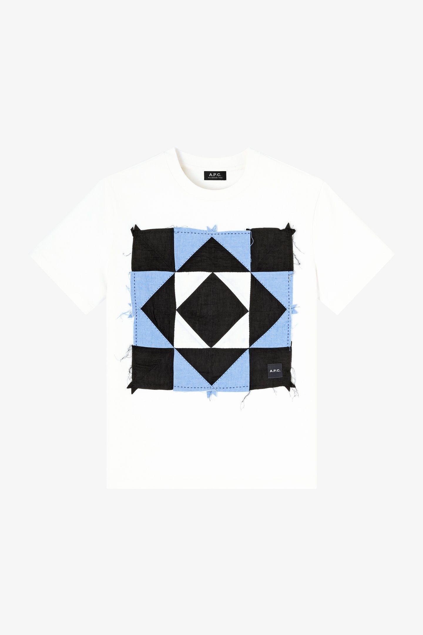 UNISEX T-SHIRT SHORT SLEEVE PATCHWORK WHITE 6