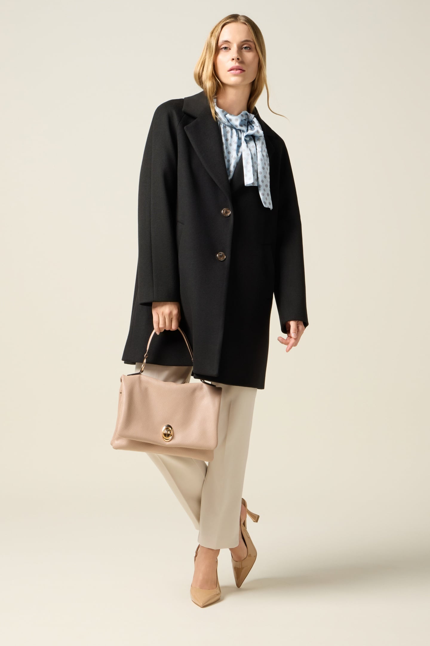 MID-LENGTH COAT WITH BUTTONS BLACK 1