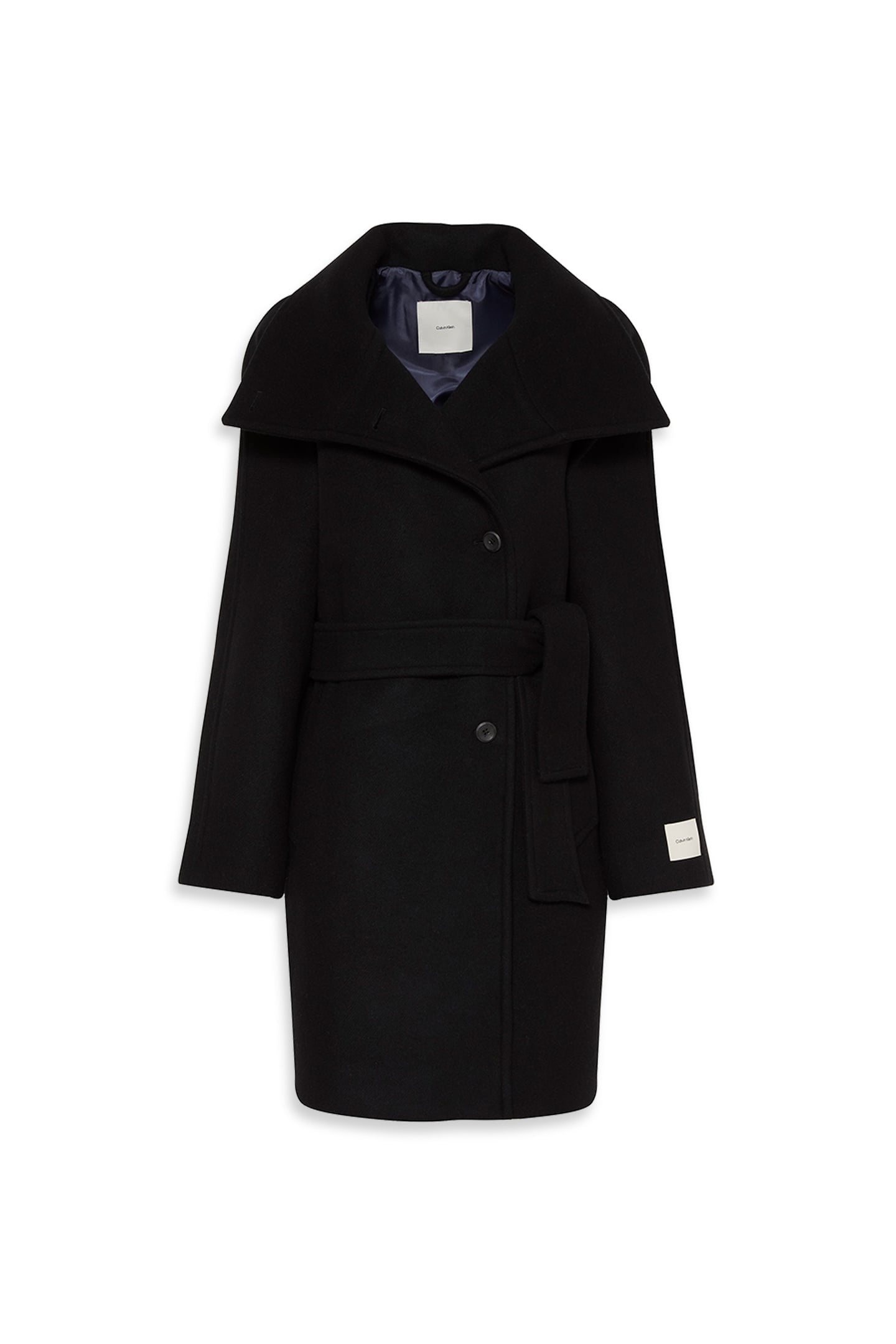 FUNNEL NECK KNEE LENGTH COAT BLACK 4