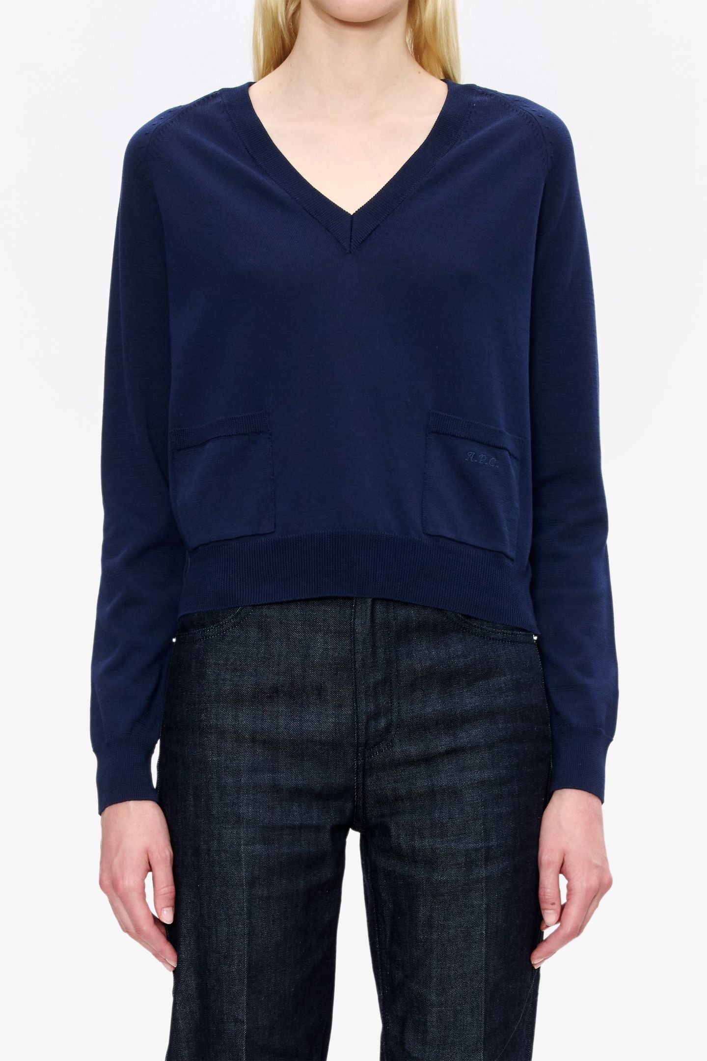 SWEATER V-NECK DARK NAVY 1