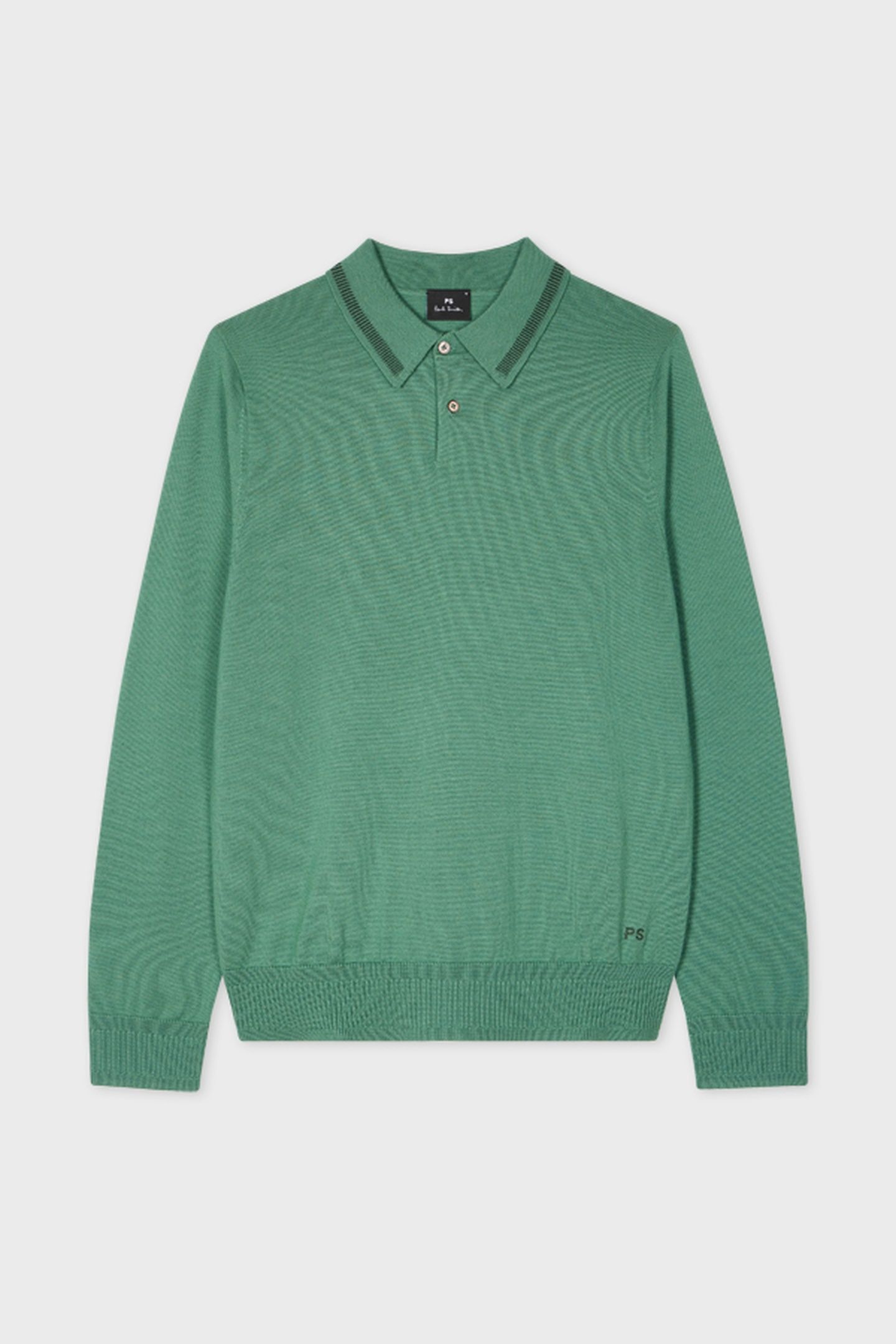 MENS SWEATER LS POLO GREEN 2