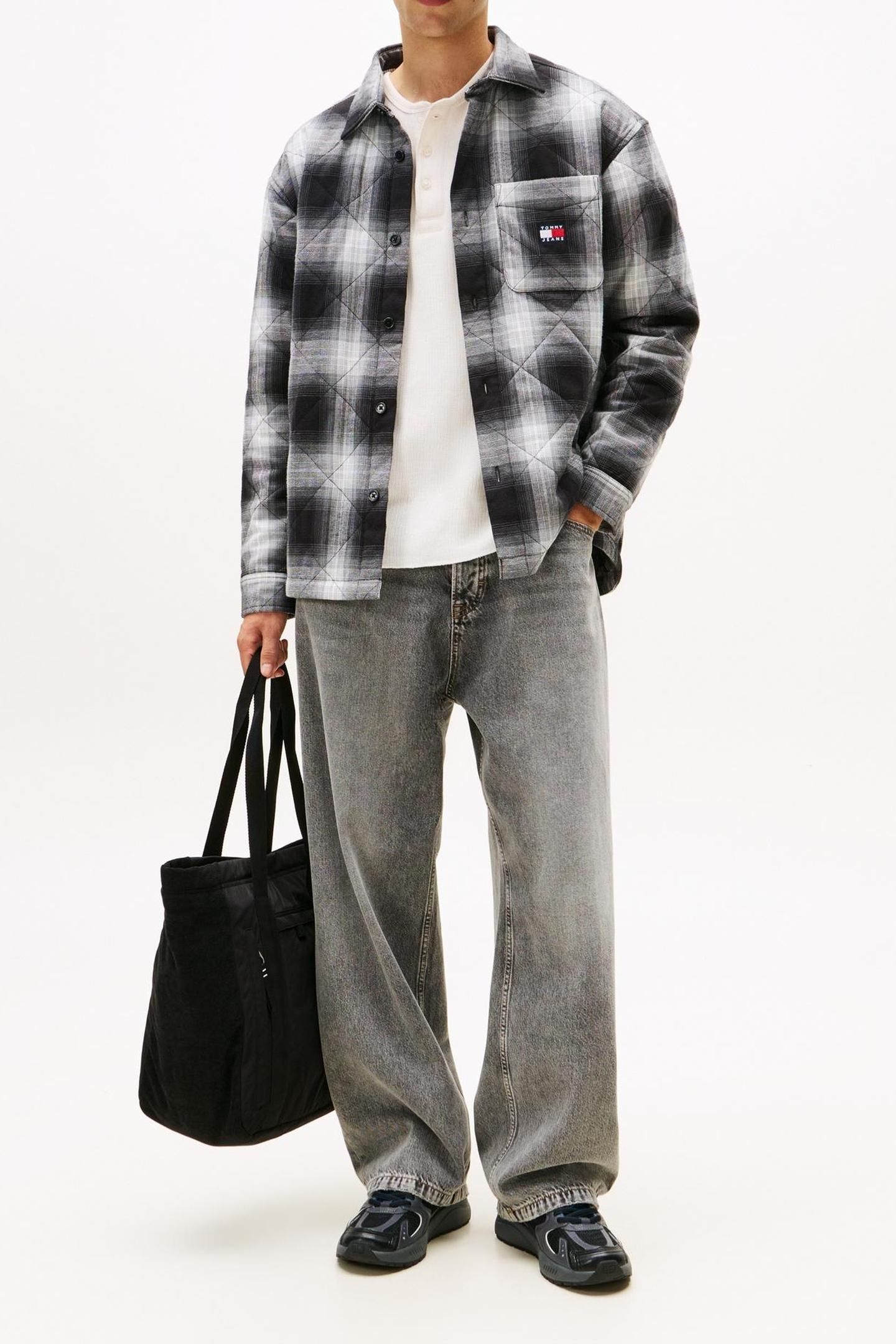 TJM QUILTED PADDED OVERSHIRT BLACK/CHECK QUILTED 3