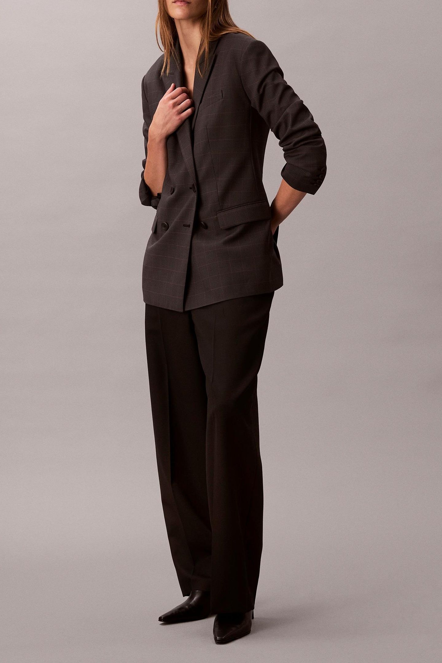 HOUNDSTOOTH WOOL DOUBLE BREASTED BLAZER MAGENTA 5