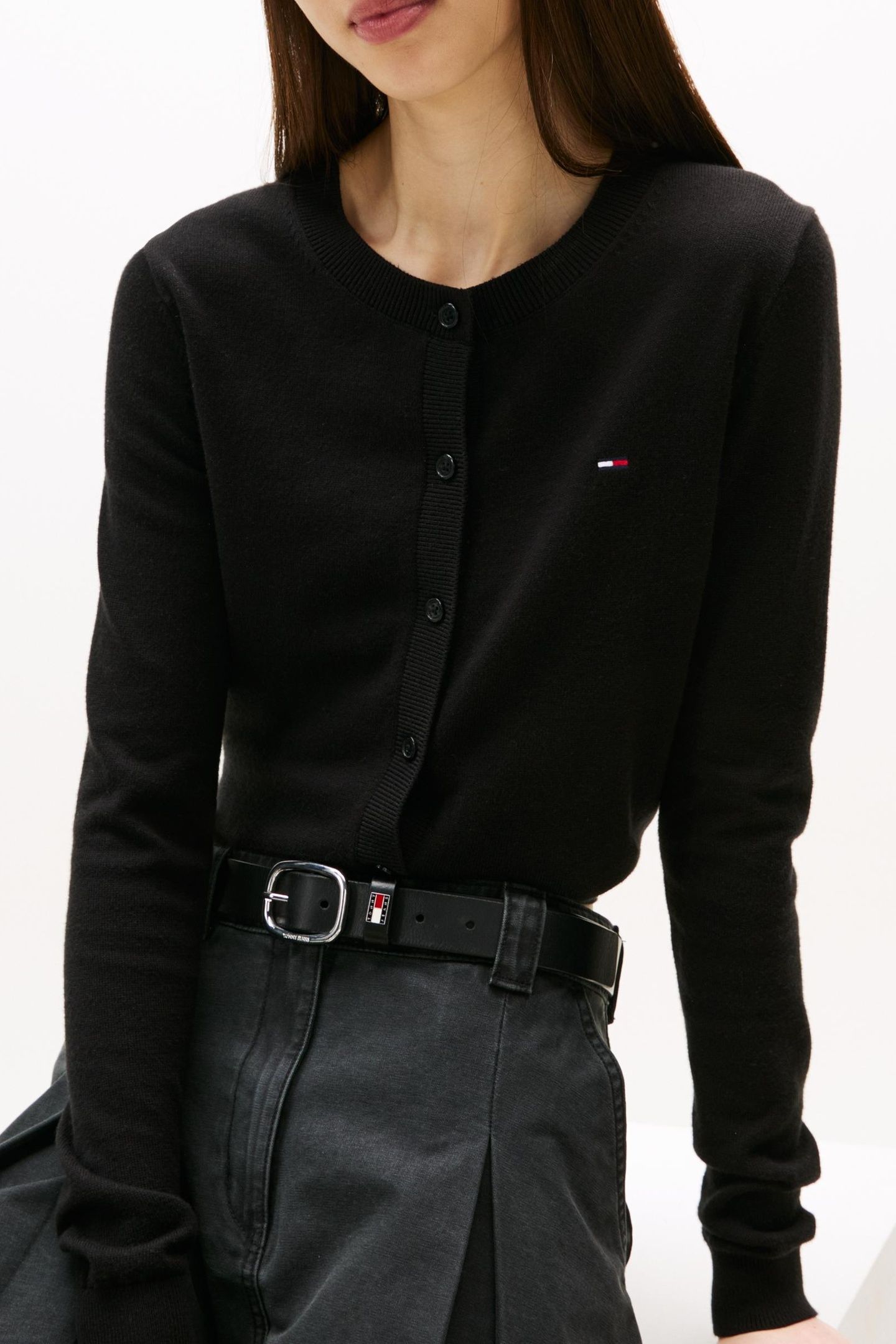CREW NECK CARDIGAN BLACK 5