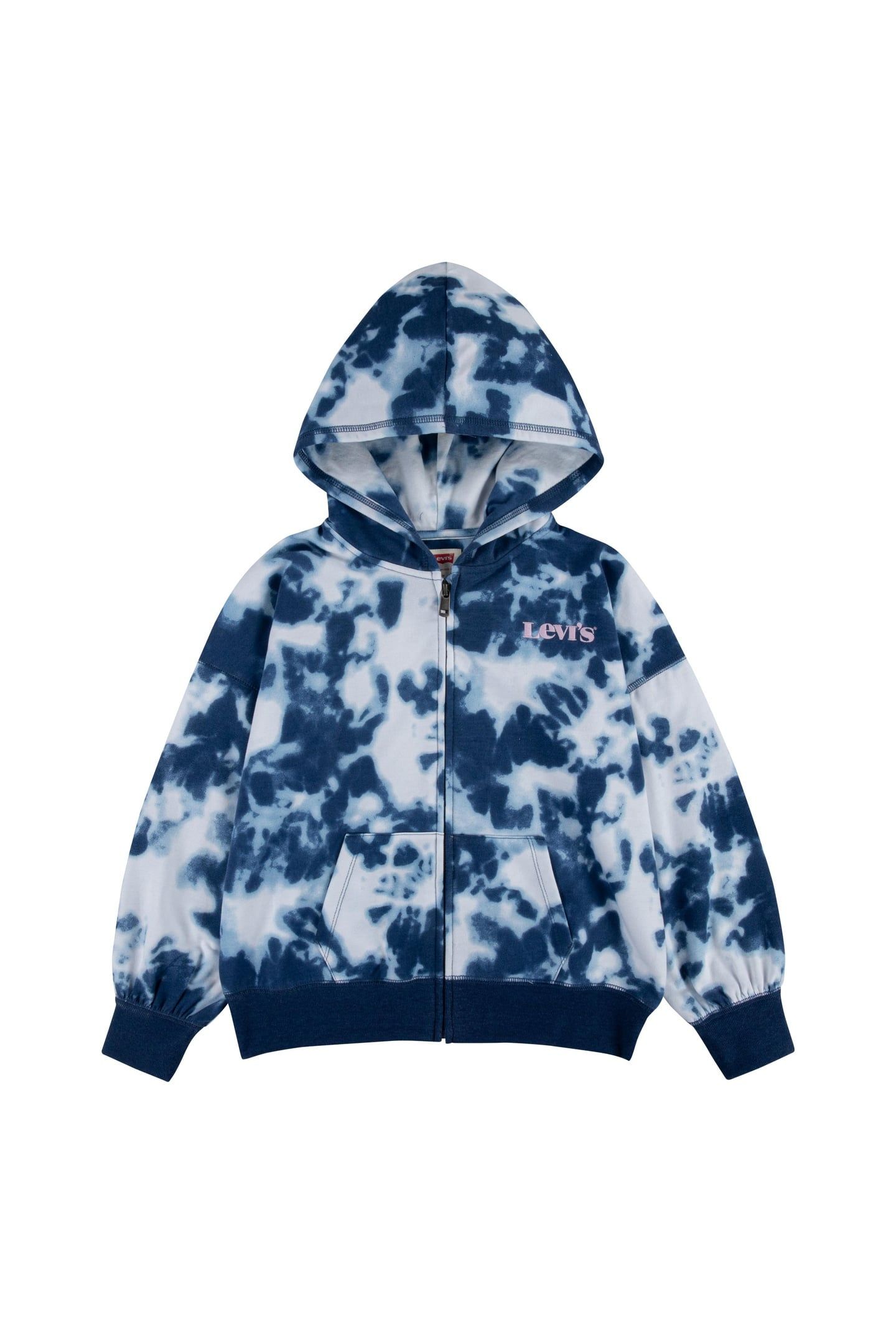GIRLS FULL ZIP HOODIE PEACOAT TIE DYE 1