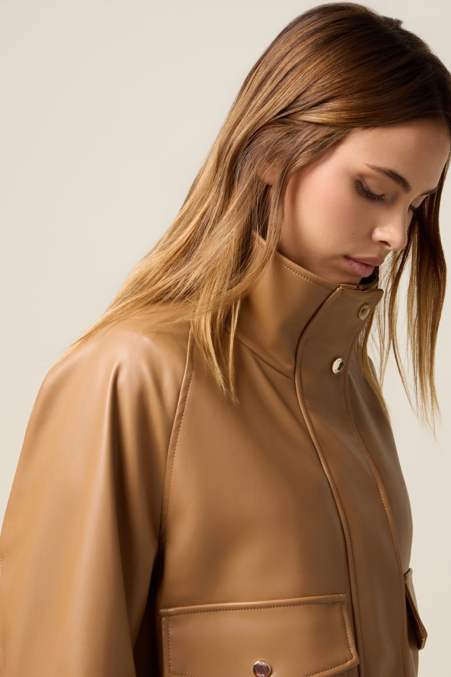 SHORT JACKET WITH HIGH COLLAR BROWN 4