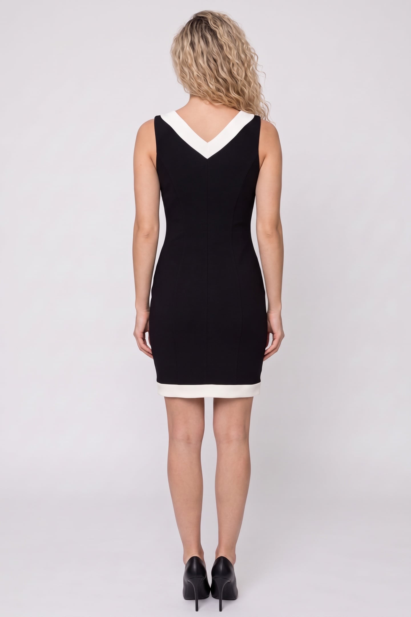 MORPHED EFFECT STRETCH CREPE DRESS BLACK 2