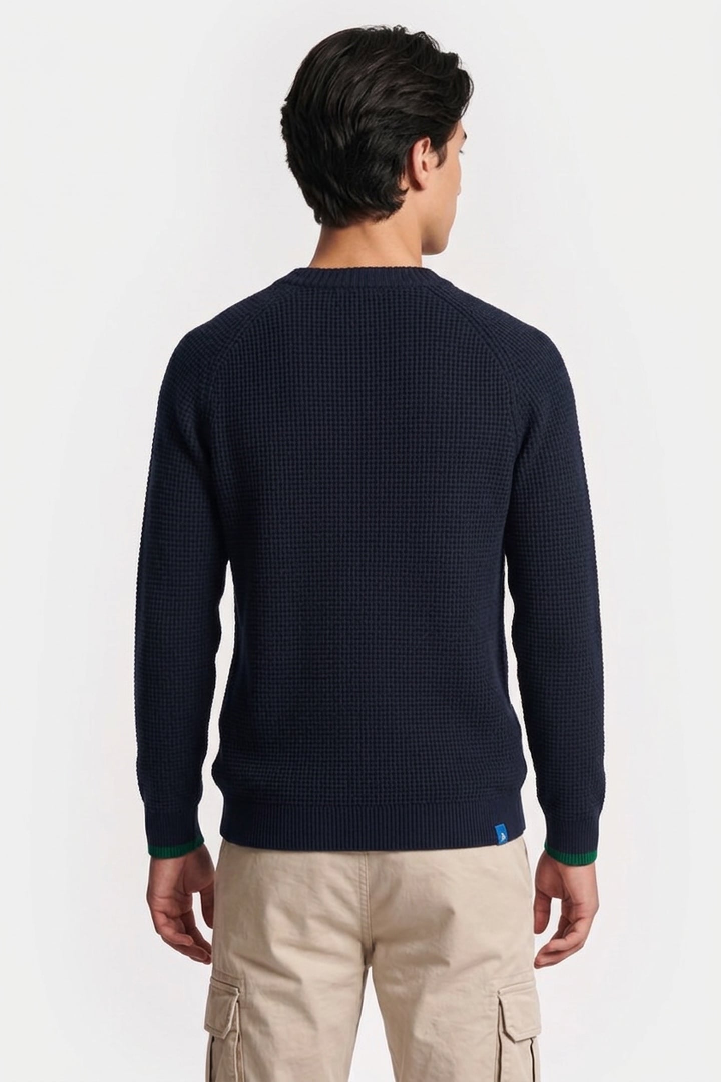 RAGLAN CREW NECK WAFFLE STITCH PULLOVER SKY CAPTAIN 2