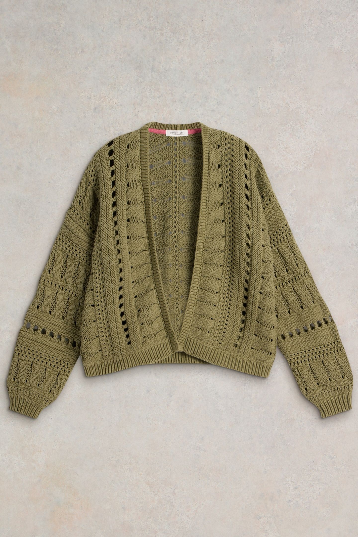 CASEY CROCHET CARDI KHAKI GREEN 4