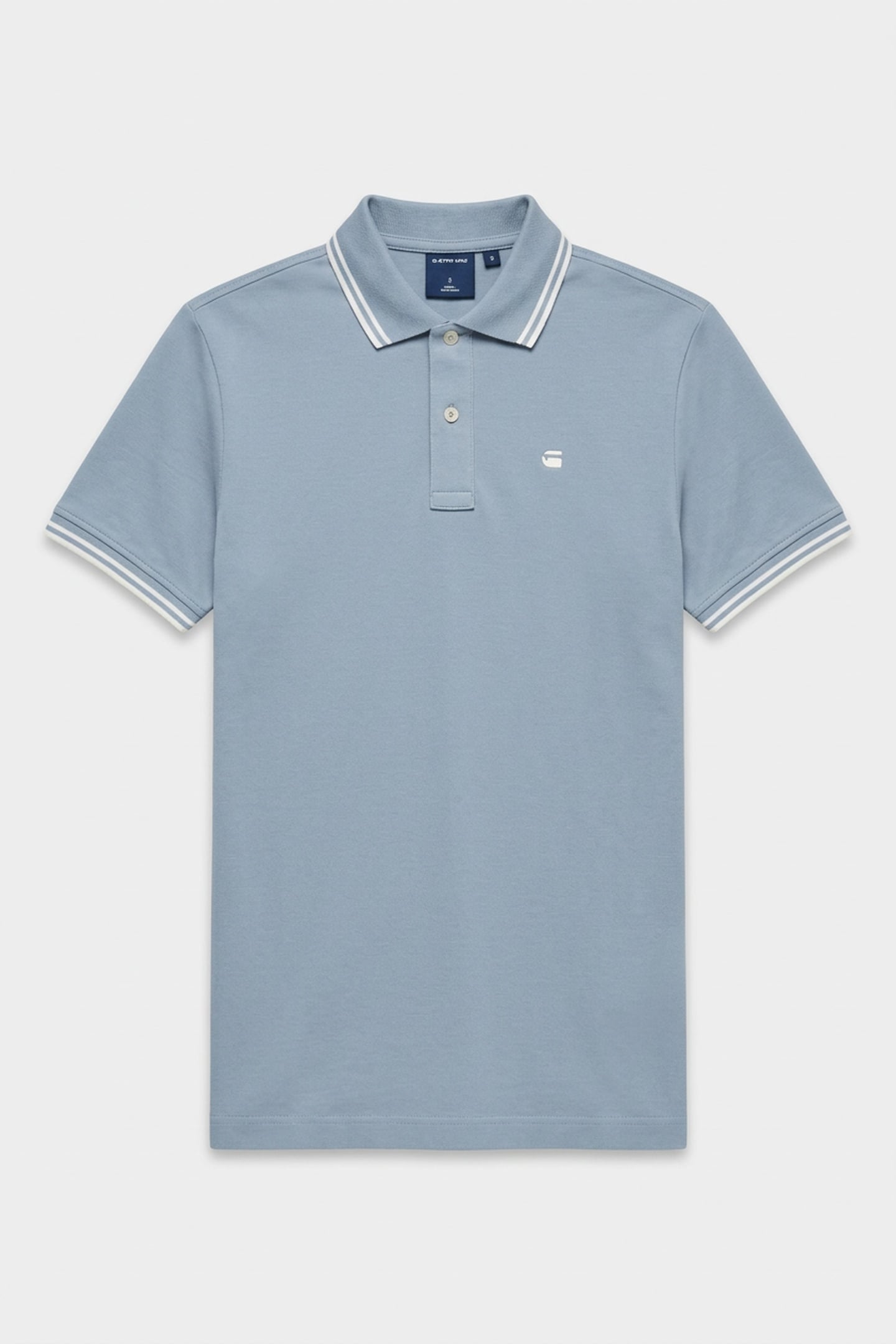 STRIPED COLLAR POLO S/S LIGHT/PASTEL BLUE 3